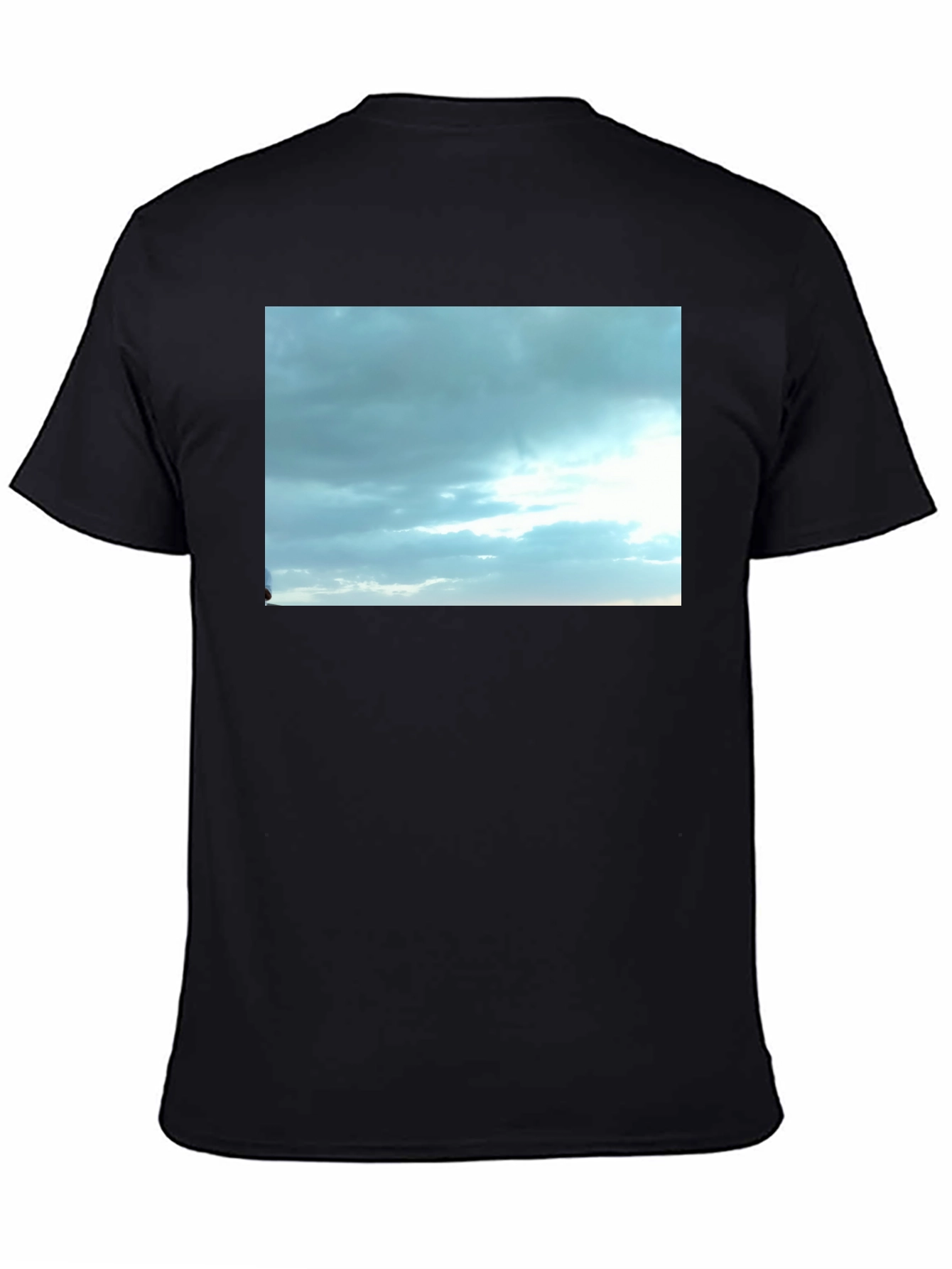 Sky Cloud Print Black T-Shirt