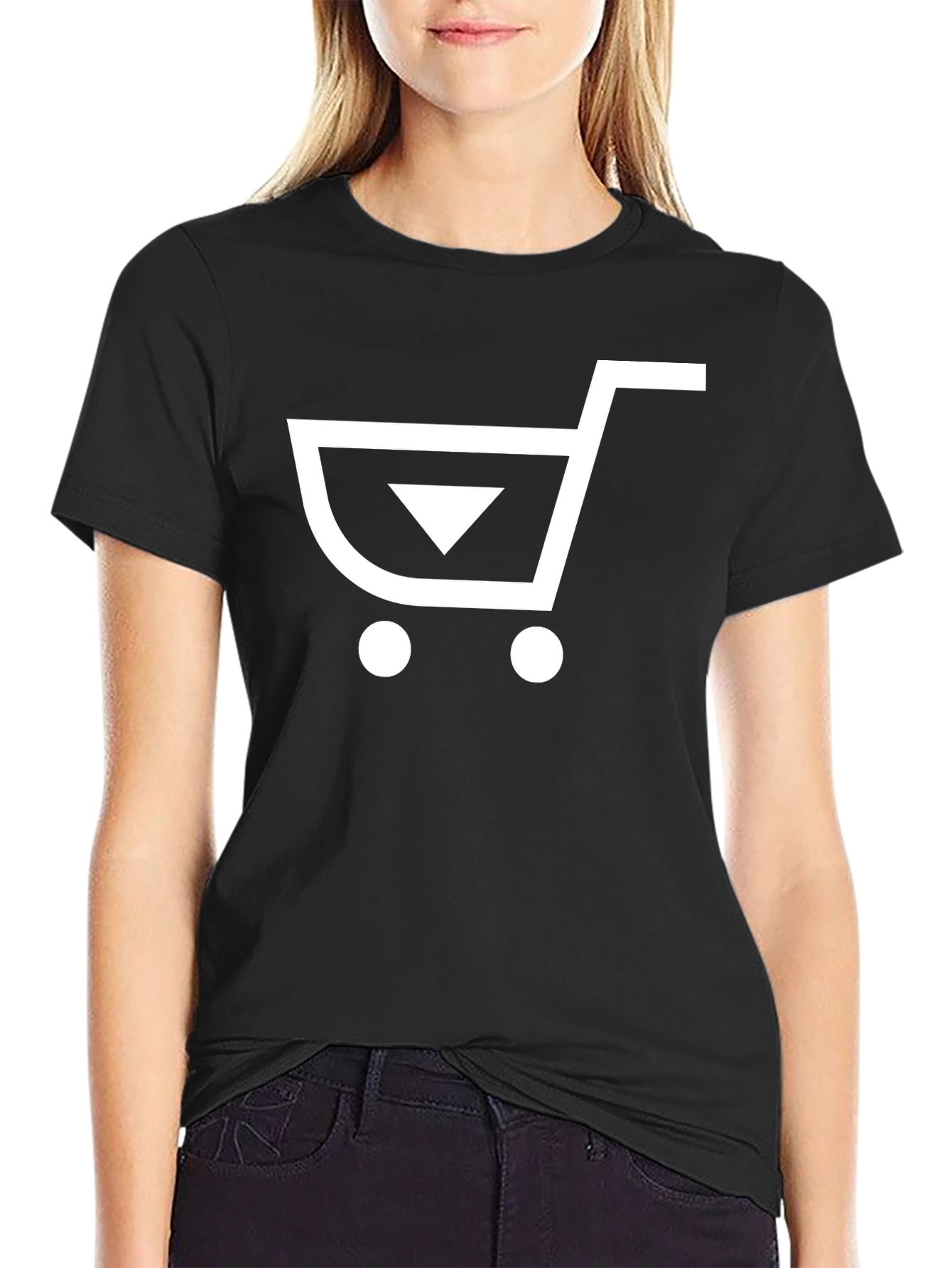 Modern Shopping Cart Graphic Tee - Black