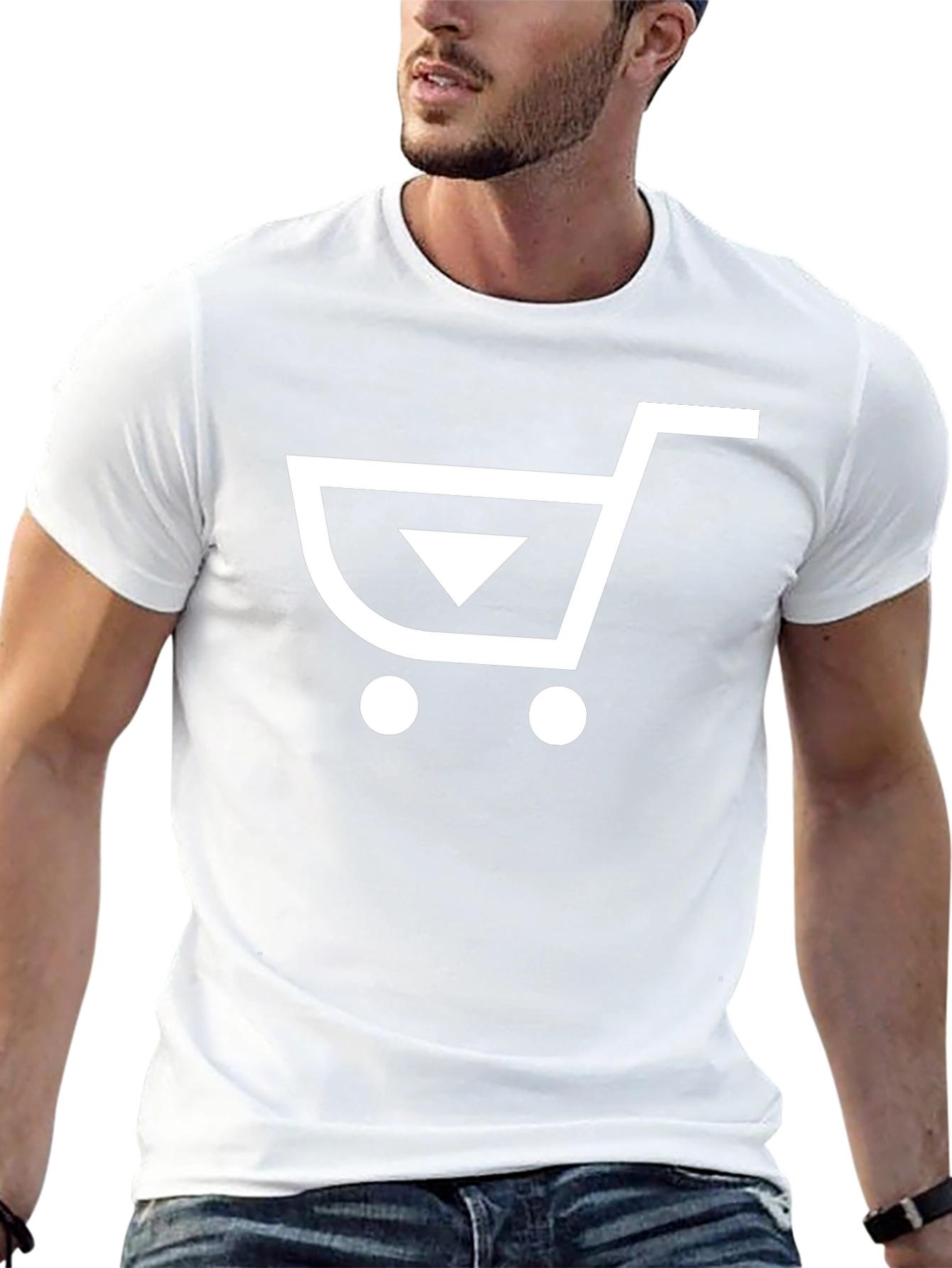 Modern Shopping Cart Graphic Tee - Black