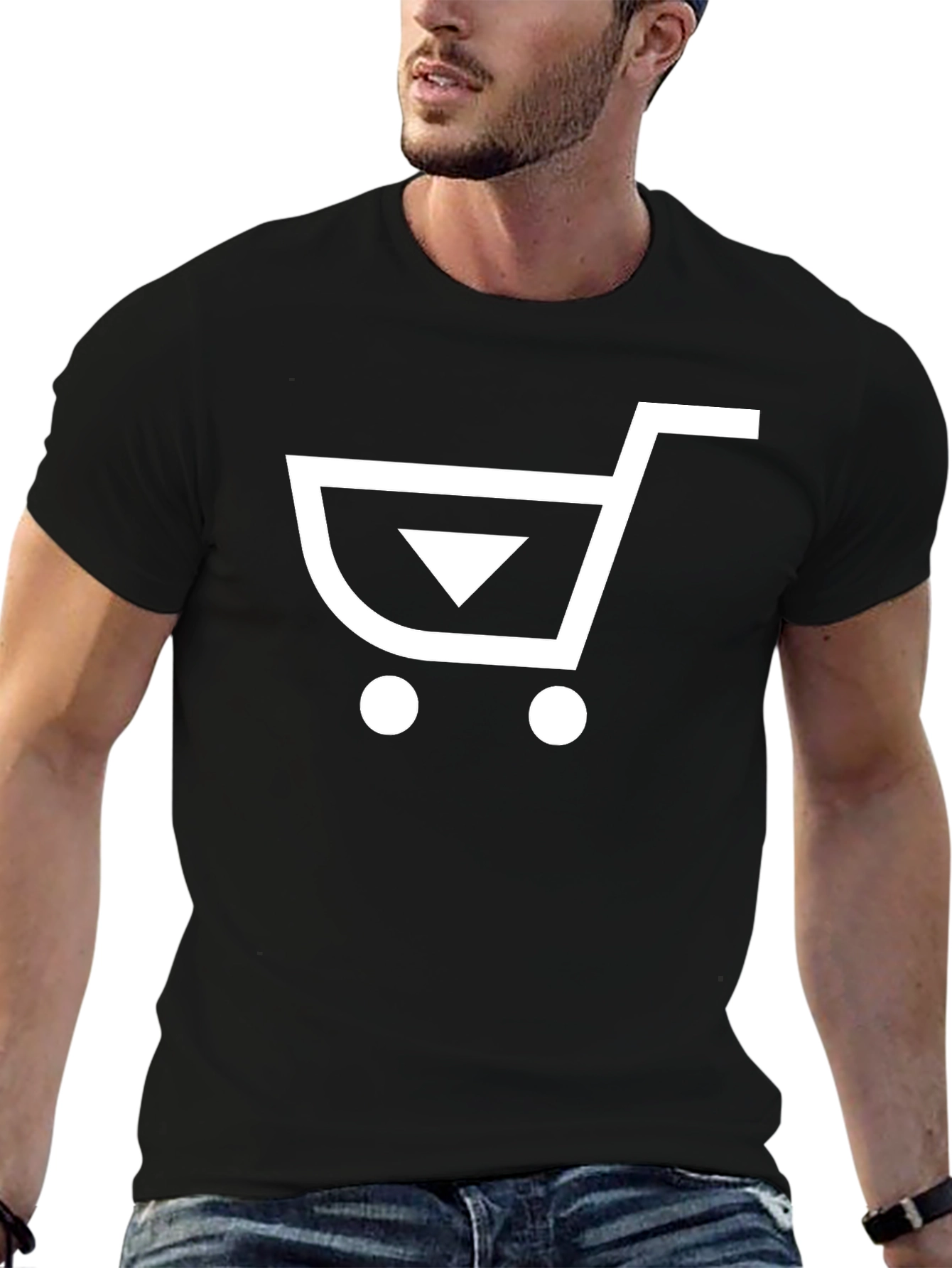 Modern Shopping Cart Graphic Tee - Black