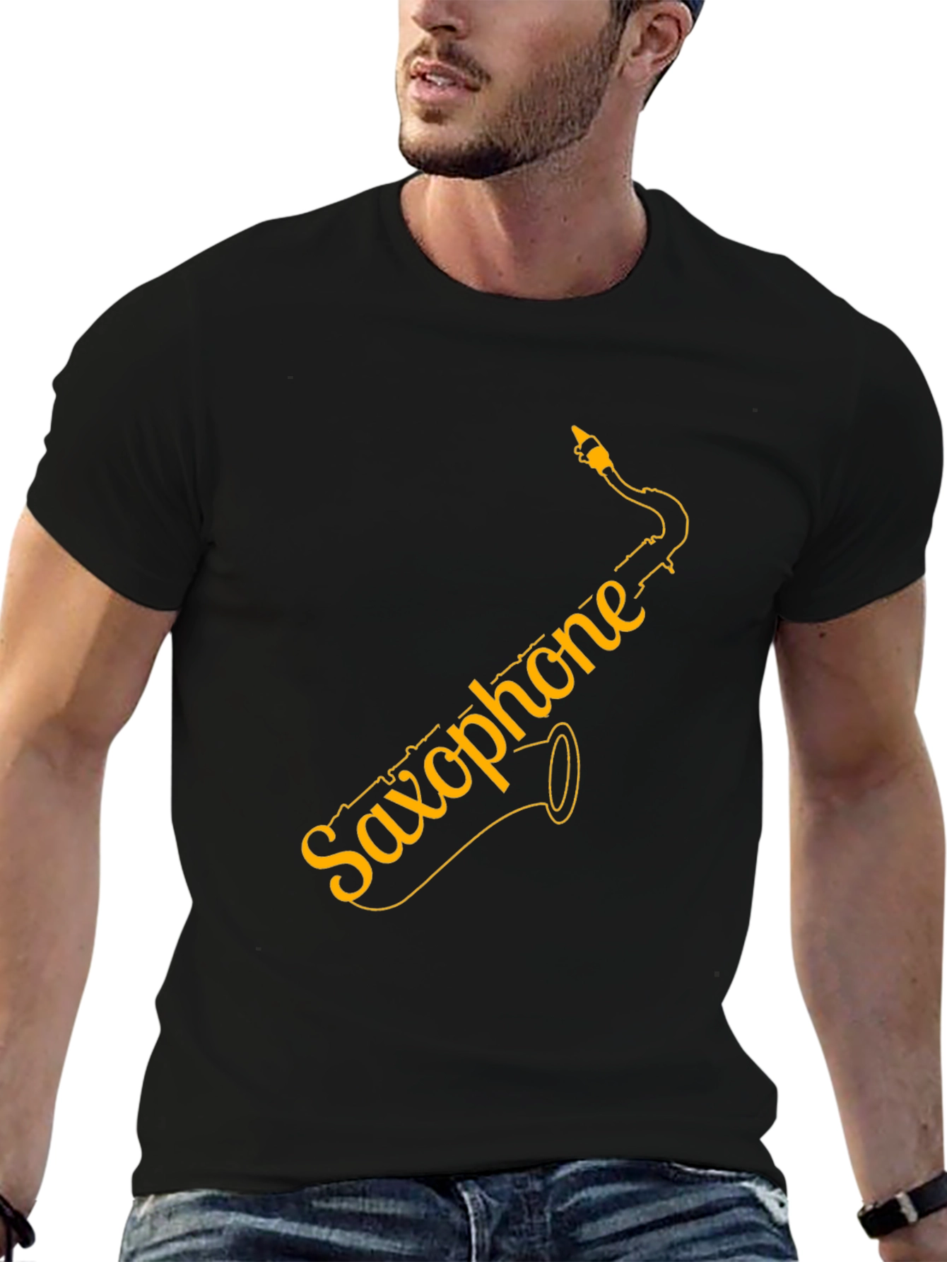 Saxophone Graphic Tee - Black Unisex T-Shirt