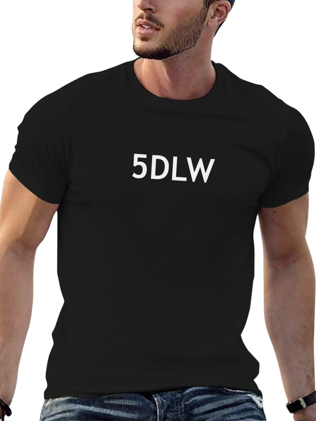 Black Tee with White 5DLW Graphic
