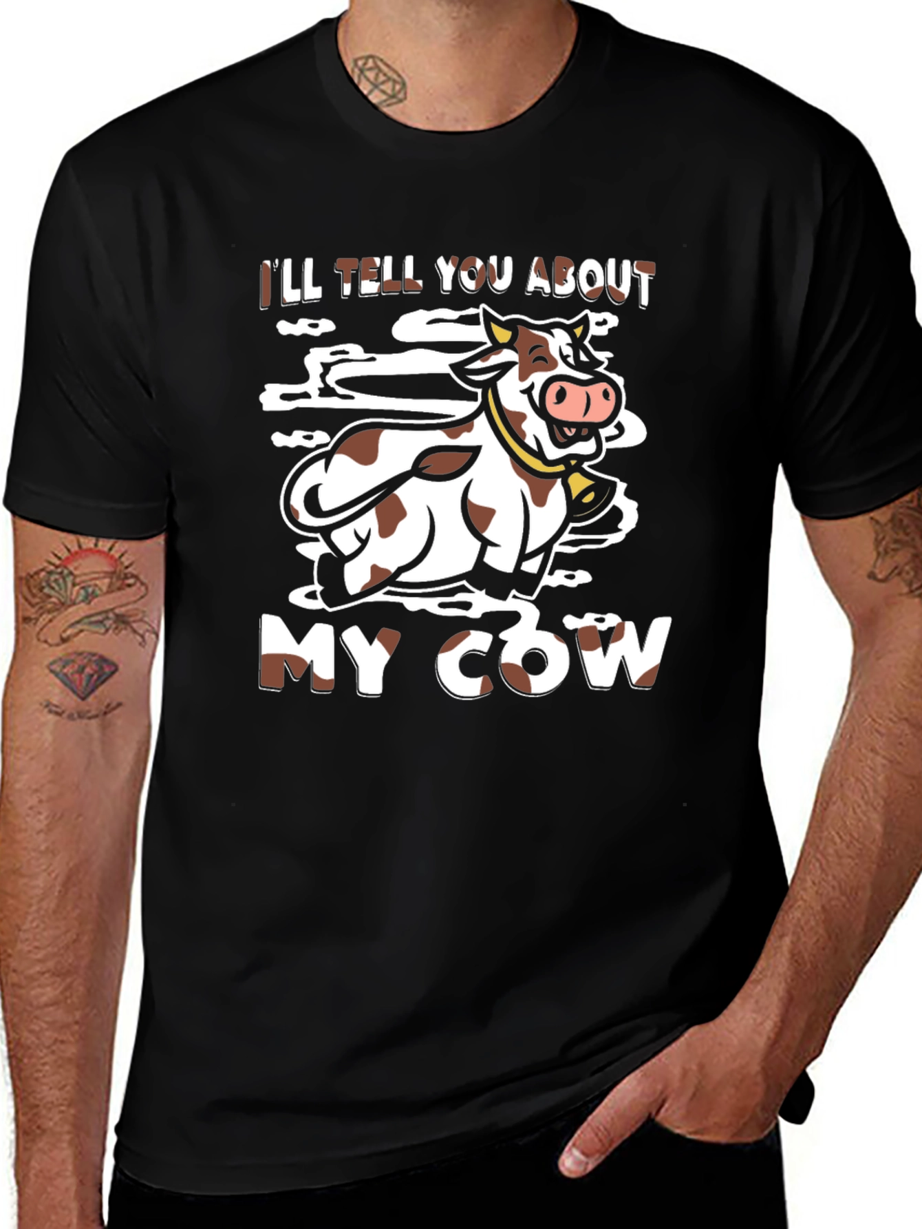 Ill Tell You About My Cow Black Graphic Tee