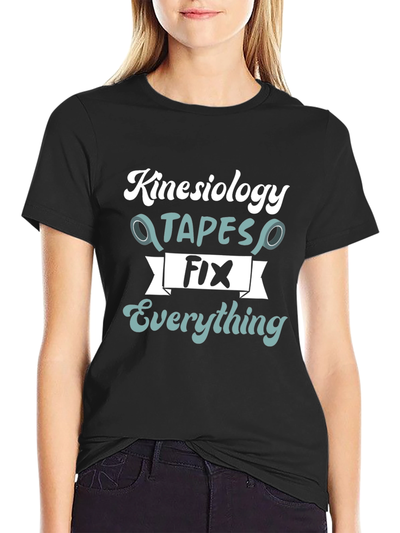 Kinesiology Tapes Fix Everything Black T-Shirt