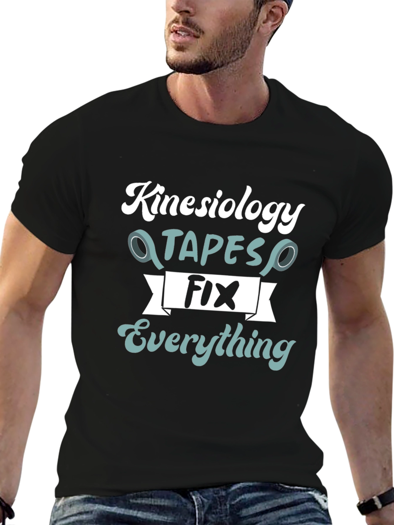 Kinesiology Tapes Fix Everything Black T-Shirt