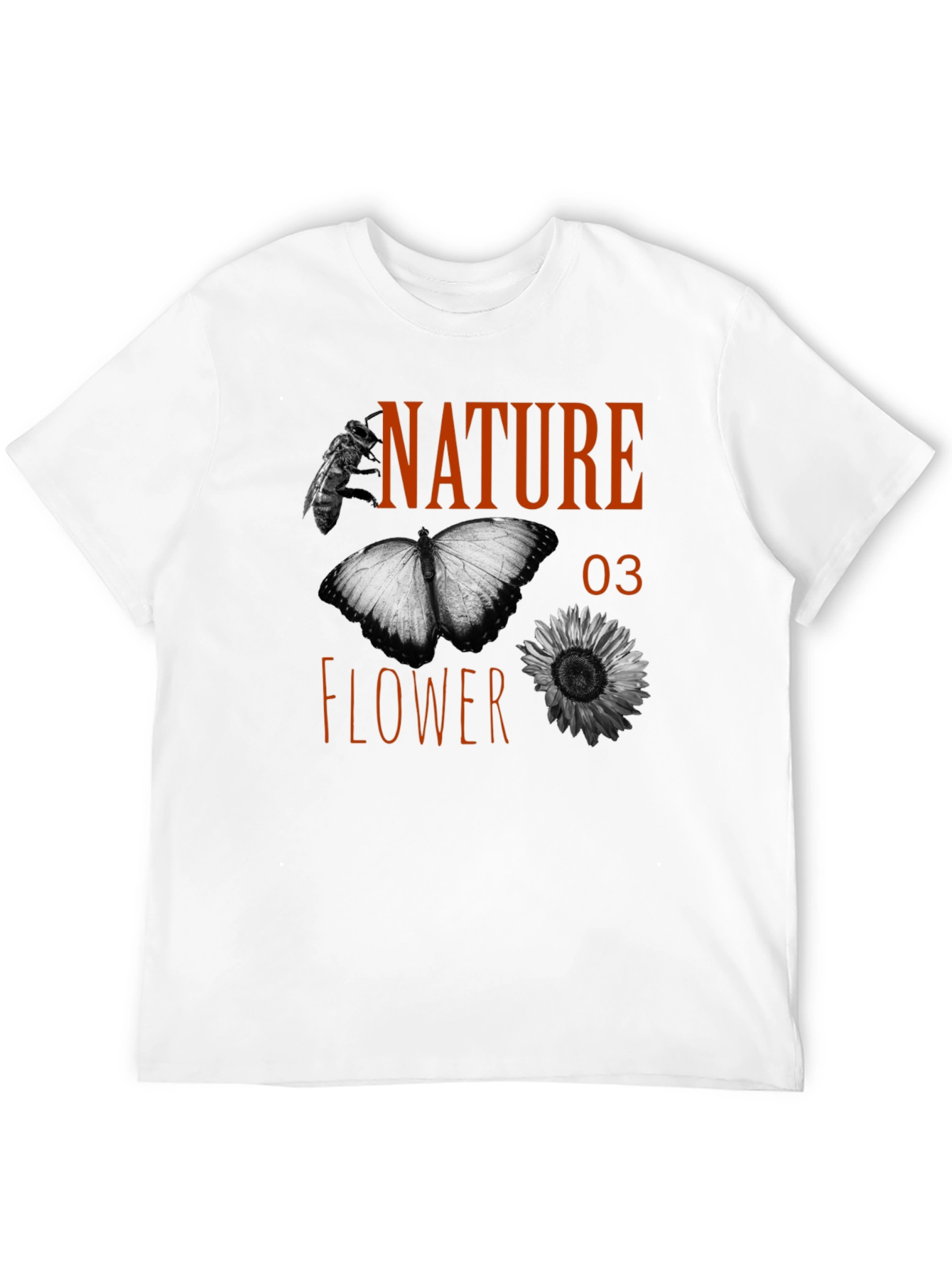 Nature Flower Graphic Tee - Black Cotton Blend