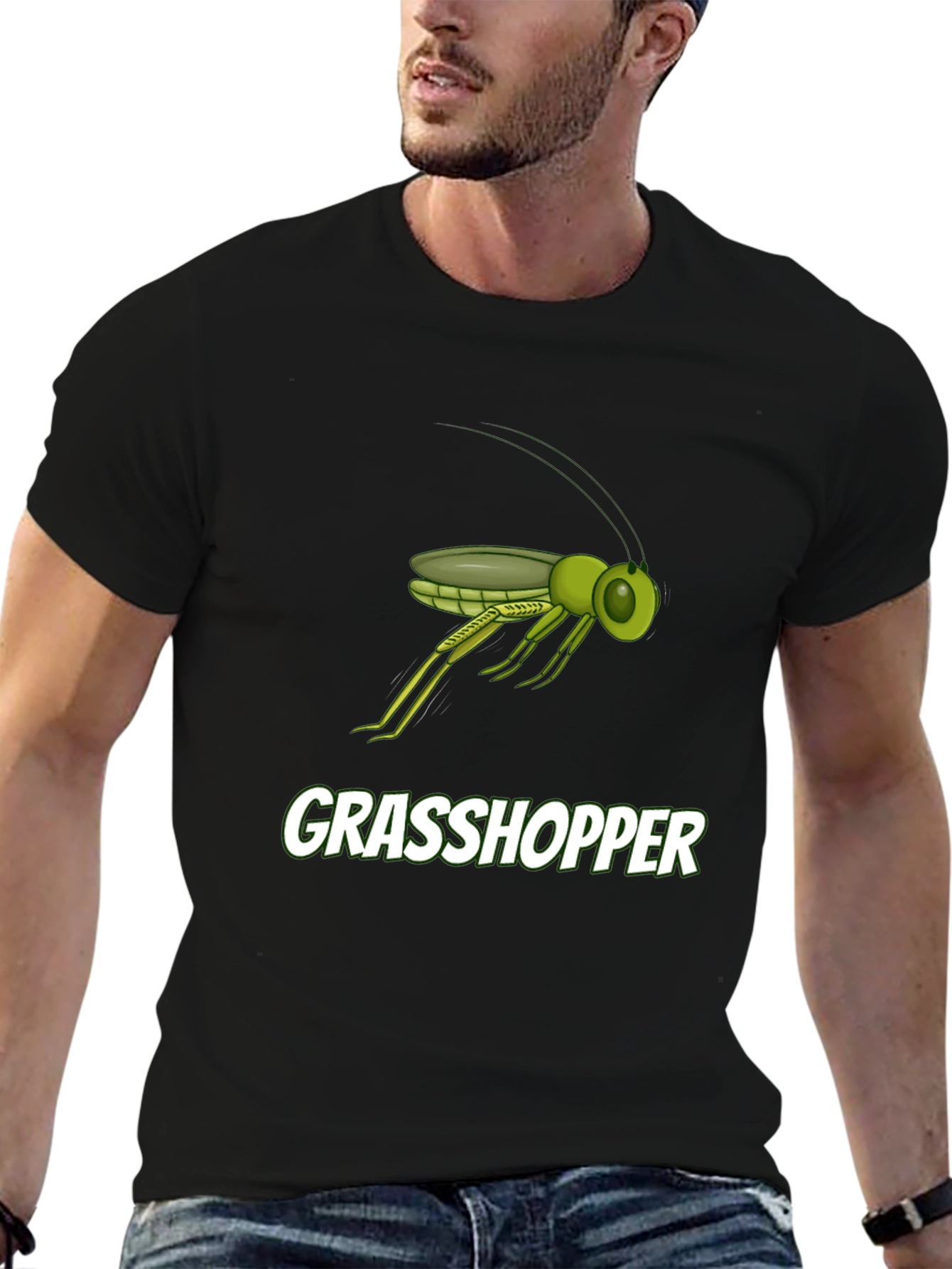 Grasshopper Graphic Tee - Black Cotton T-Shirt