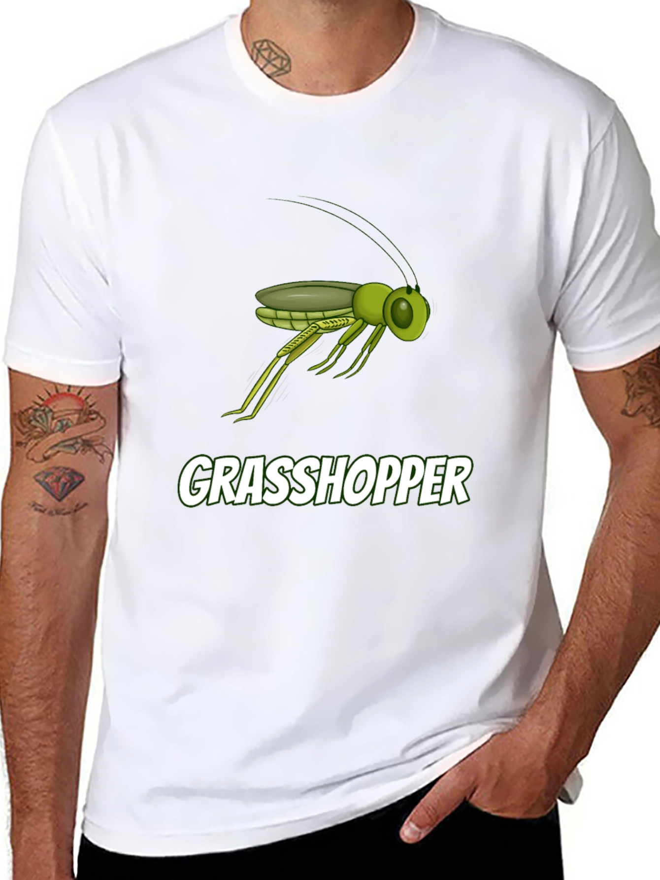 Grasshopper Graphic Tee - Black Cotton T-Shirt
