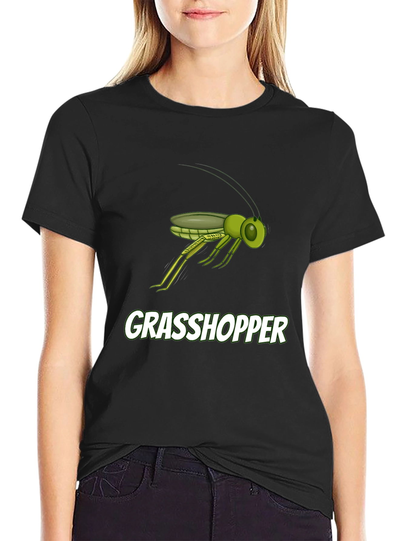 Grasshopper Graphic Tee - Black Cotton T-Shirt