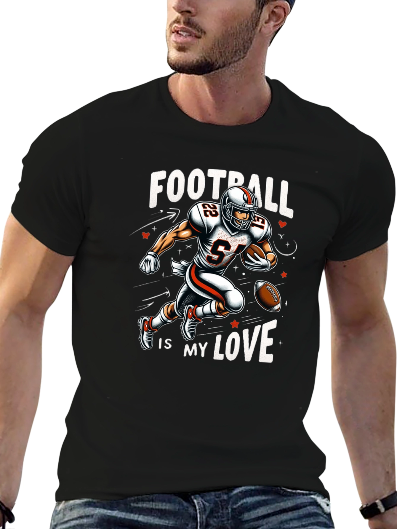 Football is My Love Black T-Shirt