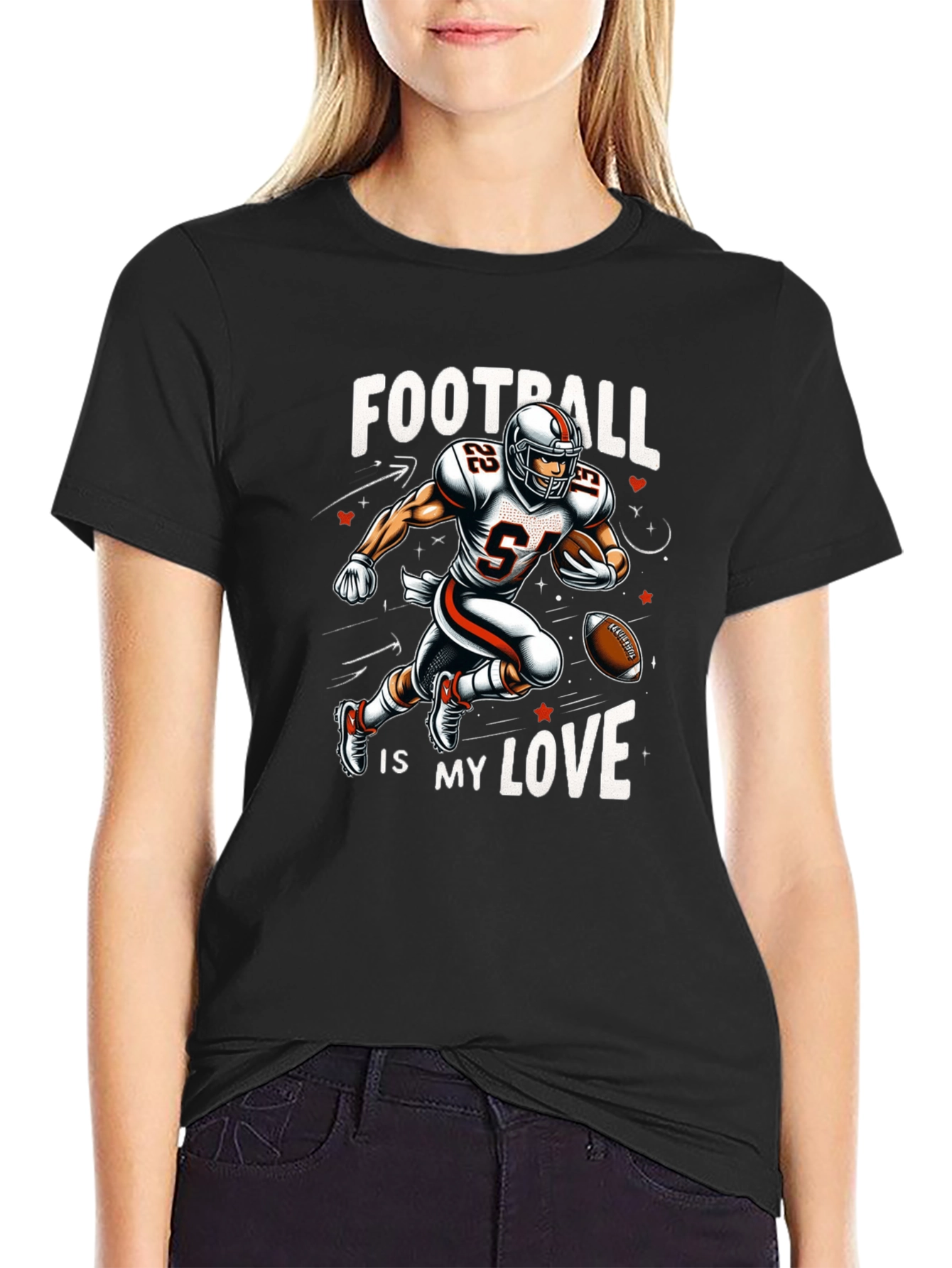 Football is My Love Black T-Shirt