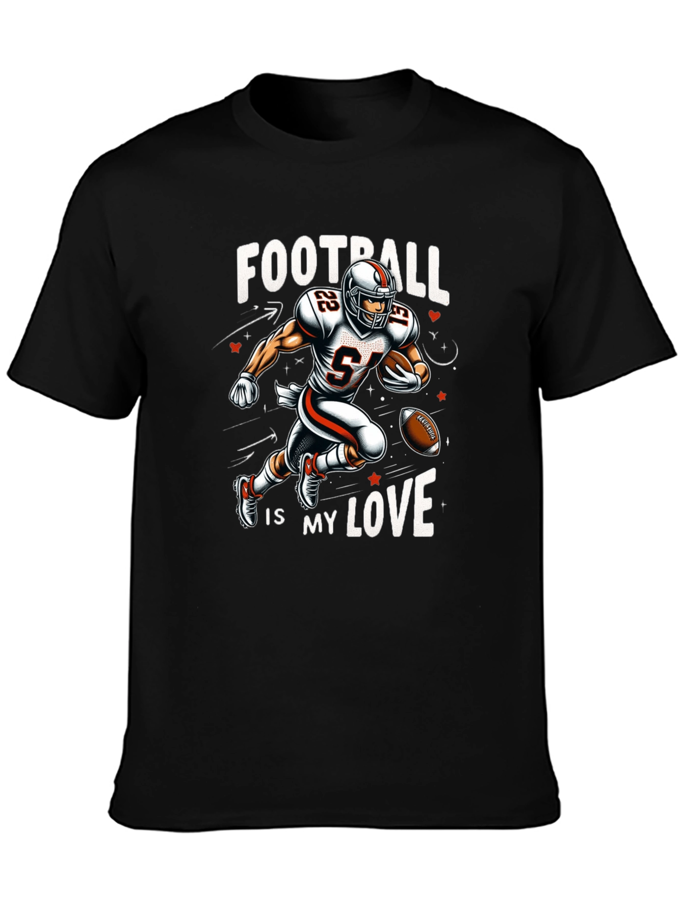 Football is My Love Black T-Shirt