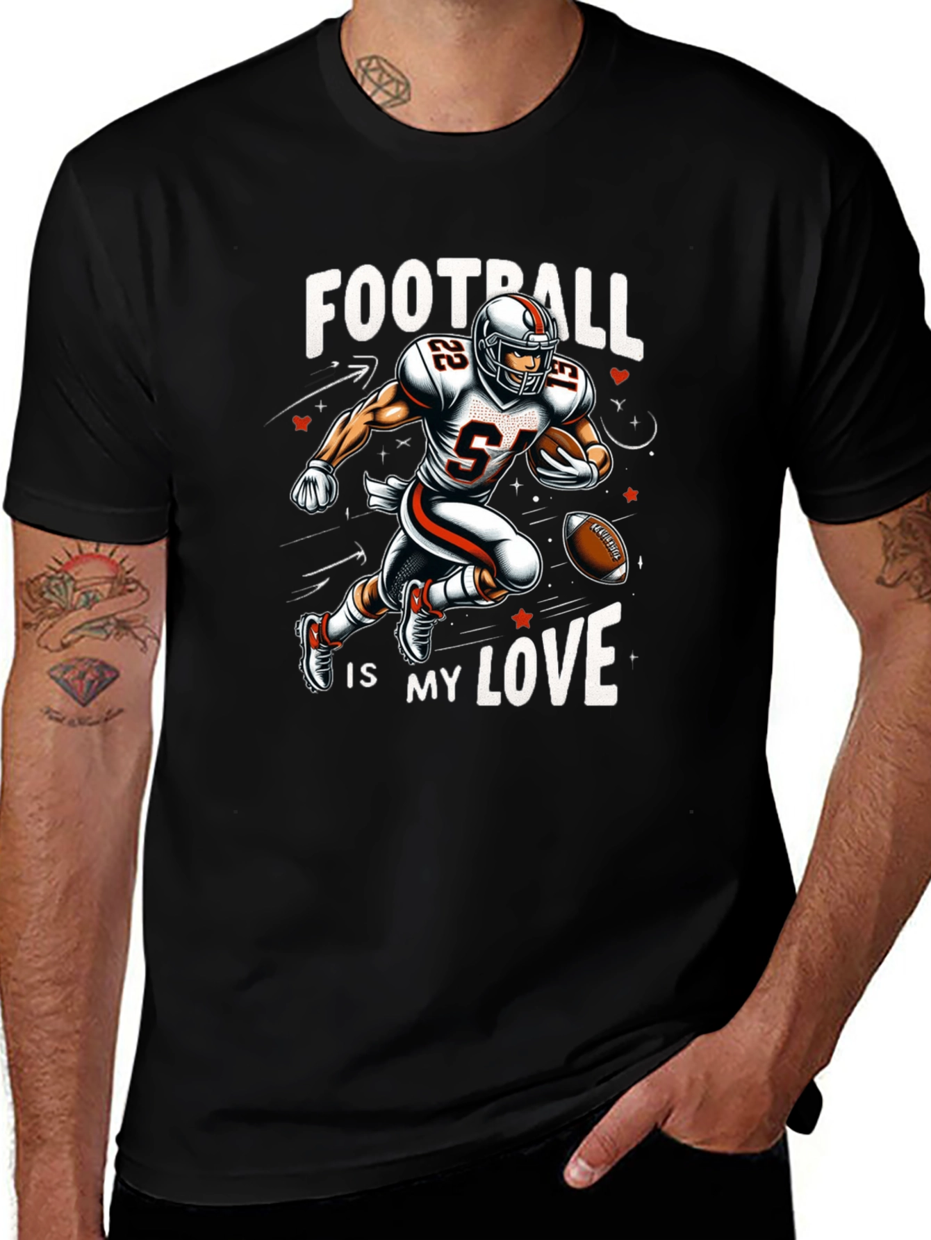 Football is My Love Black T-Shirt