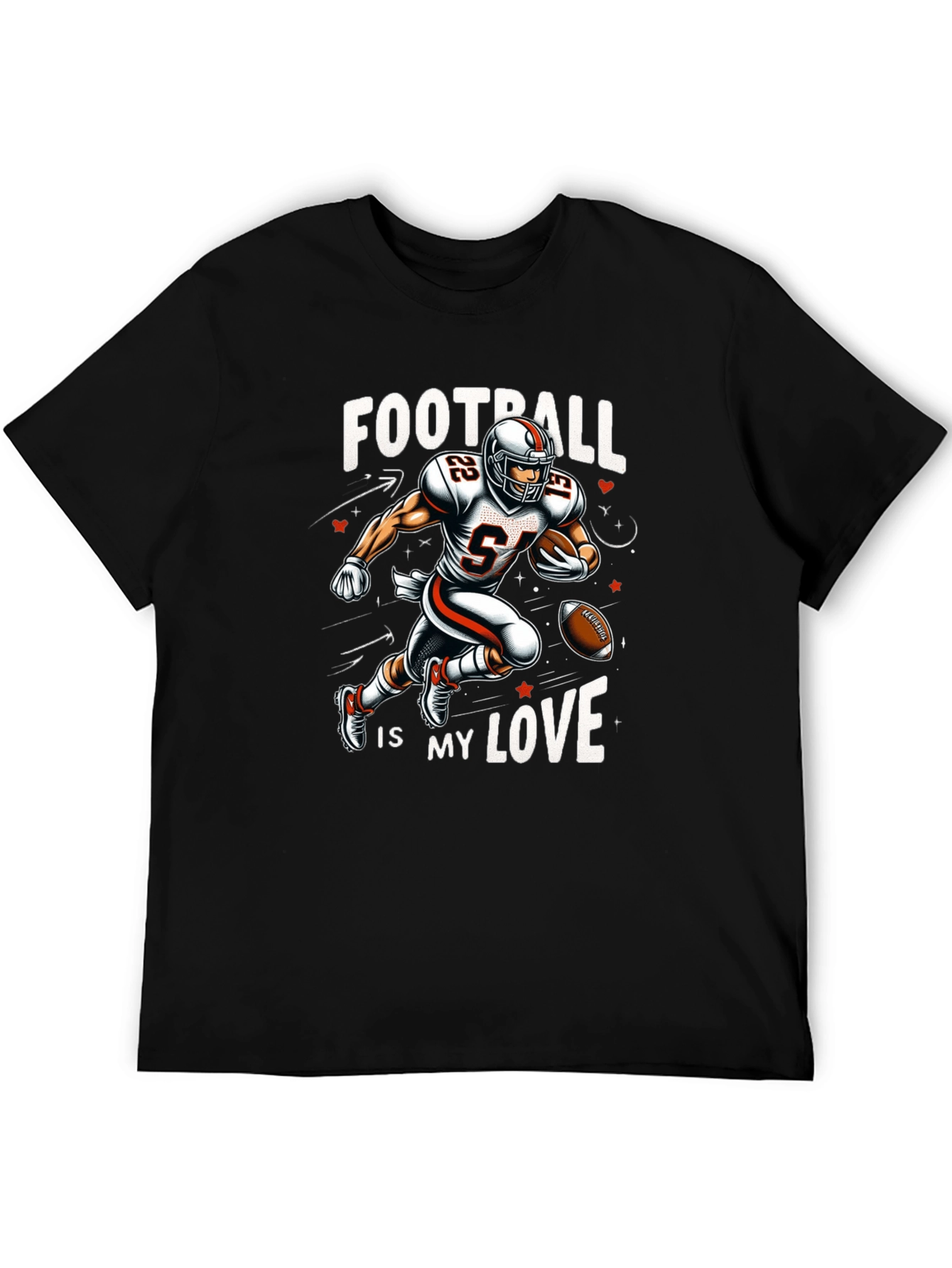 Football is My Love Black T-Shirt