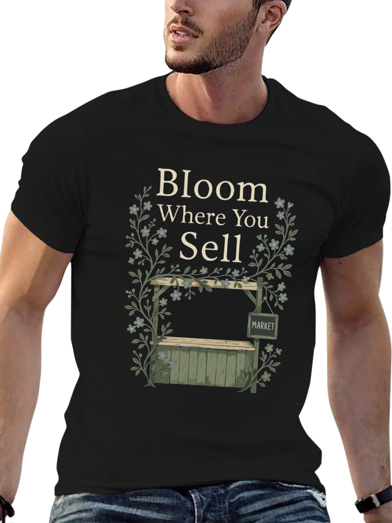 Bloom Where You Sell Black Graphic T-Shirt