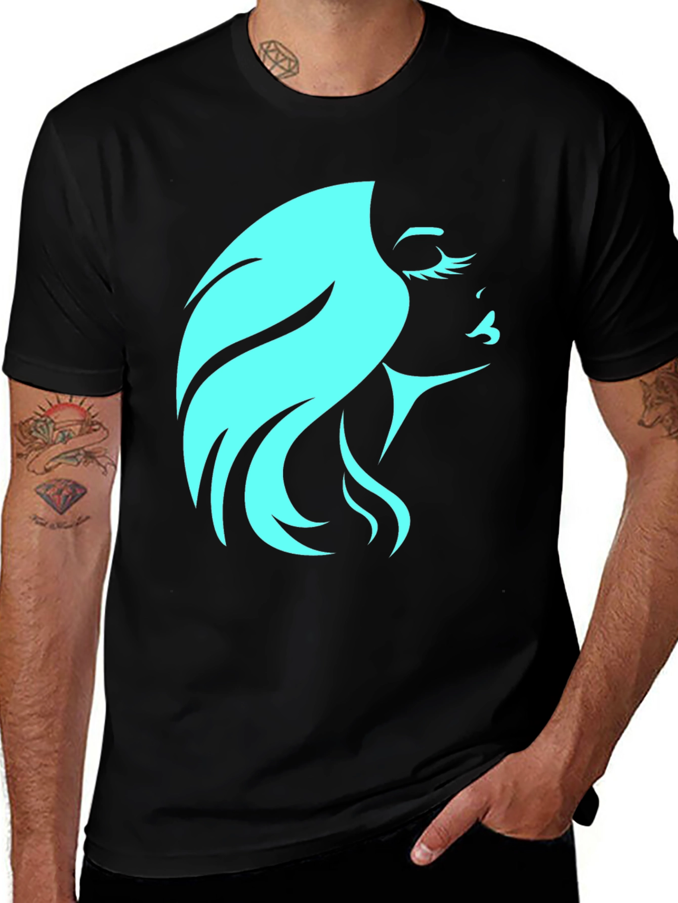 Stylish Woman Graphic T-Shirt - Black