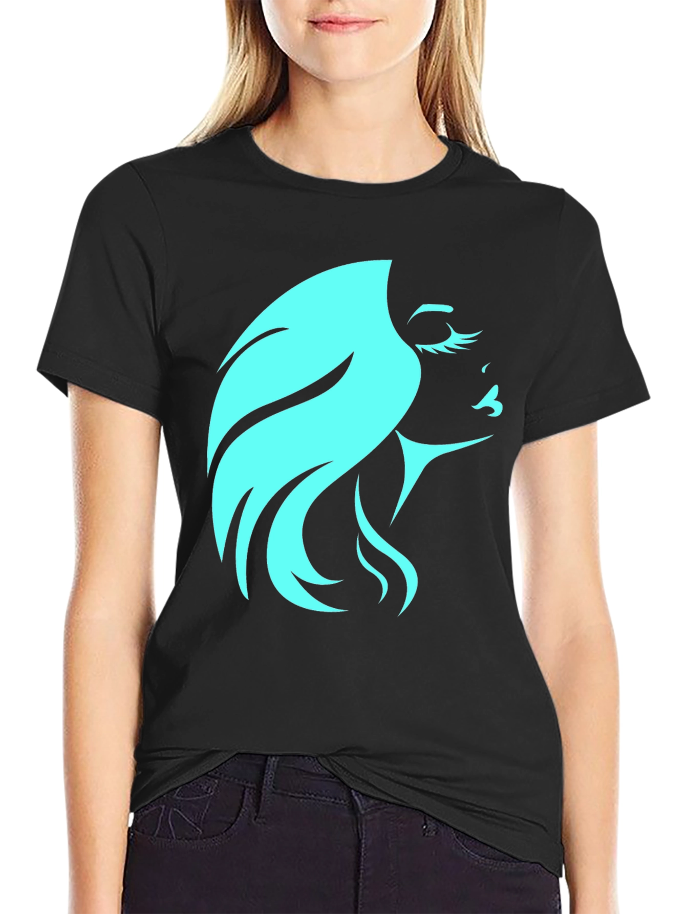 Stylish Woman Graphic T-Shirt - Black