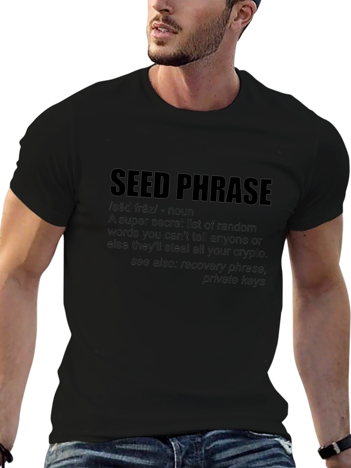 Crypto Seed Phrase Black T-Shirt