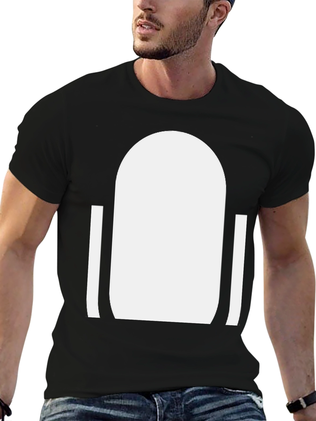 Modern White Doorway Graphic Black T-Shirt