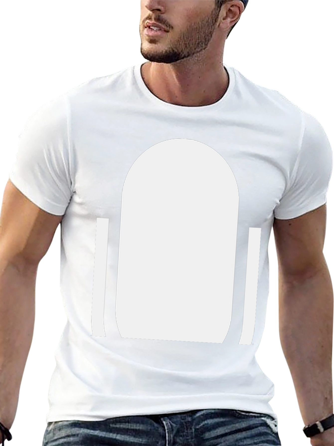 Modern White Doorway Graphic Black T-Shirt