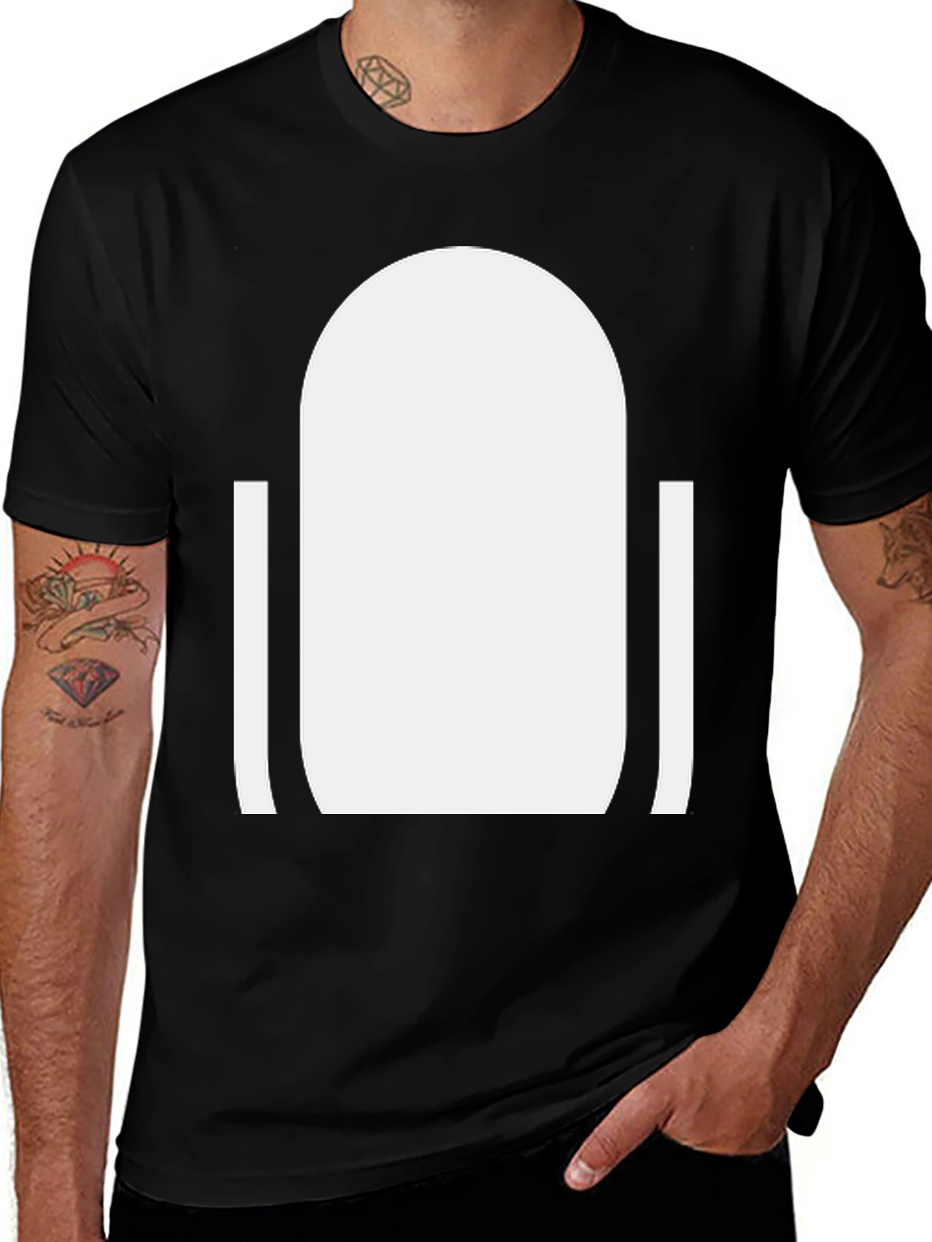 Modern White Doorway Graphic Black T-Shirt