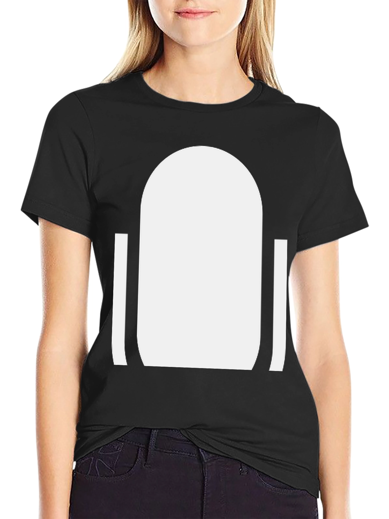 Modern White Doorway Graphic Black T-Shirt
