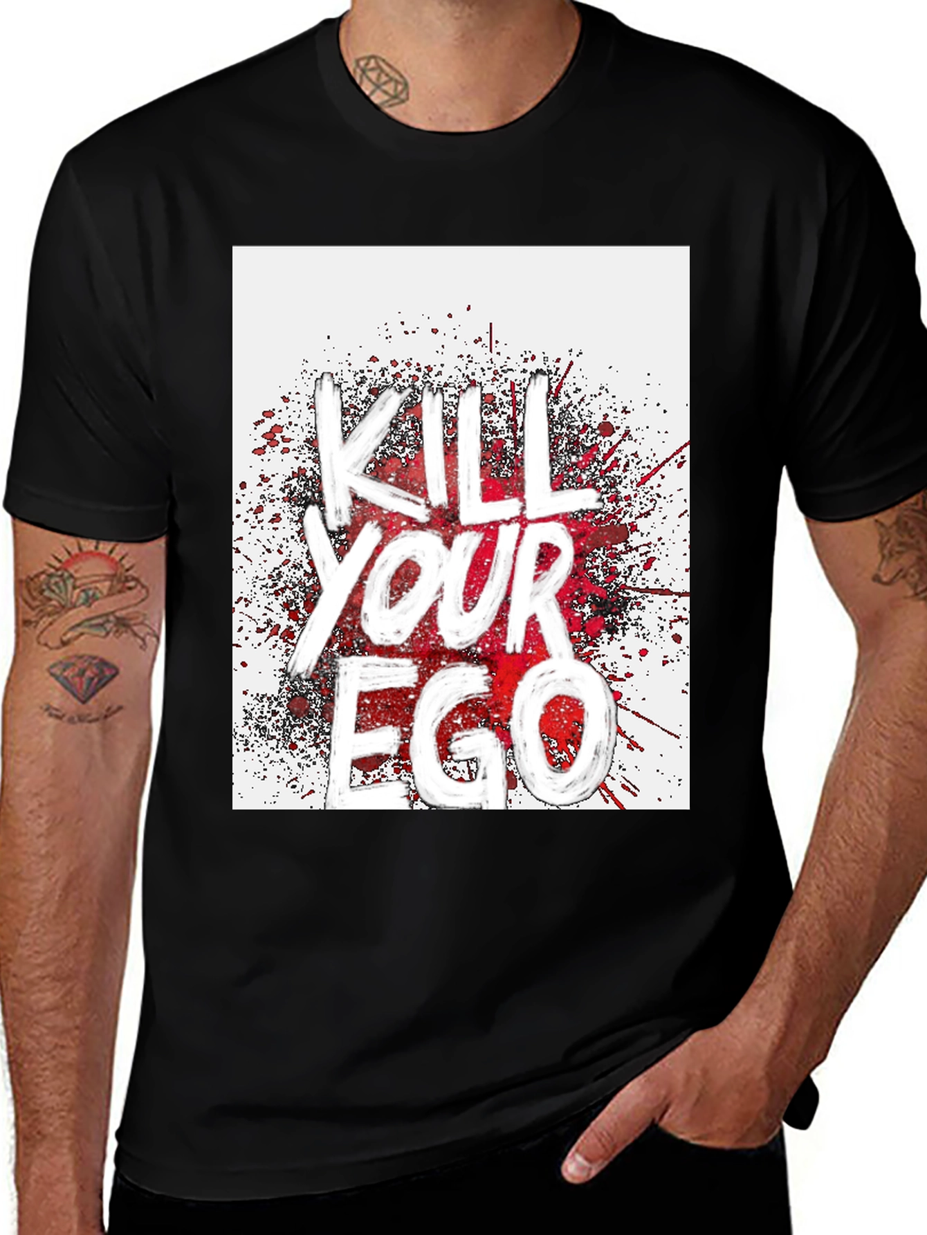 Kill Your Ego Graphic Tee - Black Cotton Blend