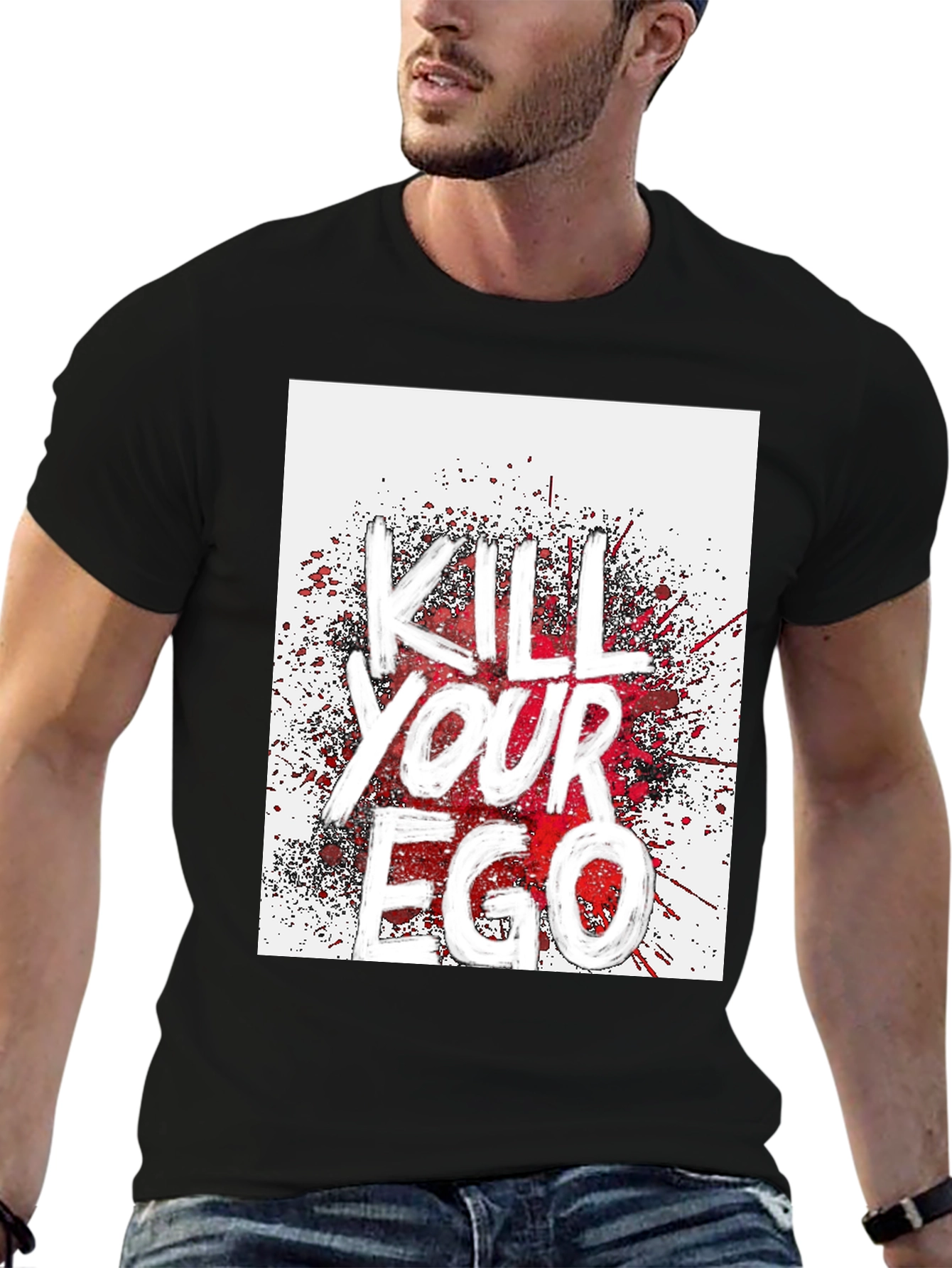 Kill Your Ego Graphic Tee - Black Cotton Blend