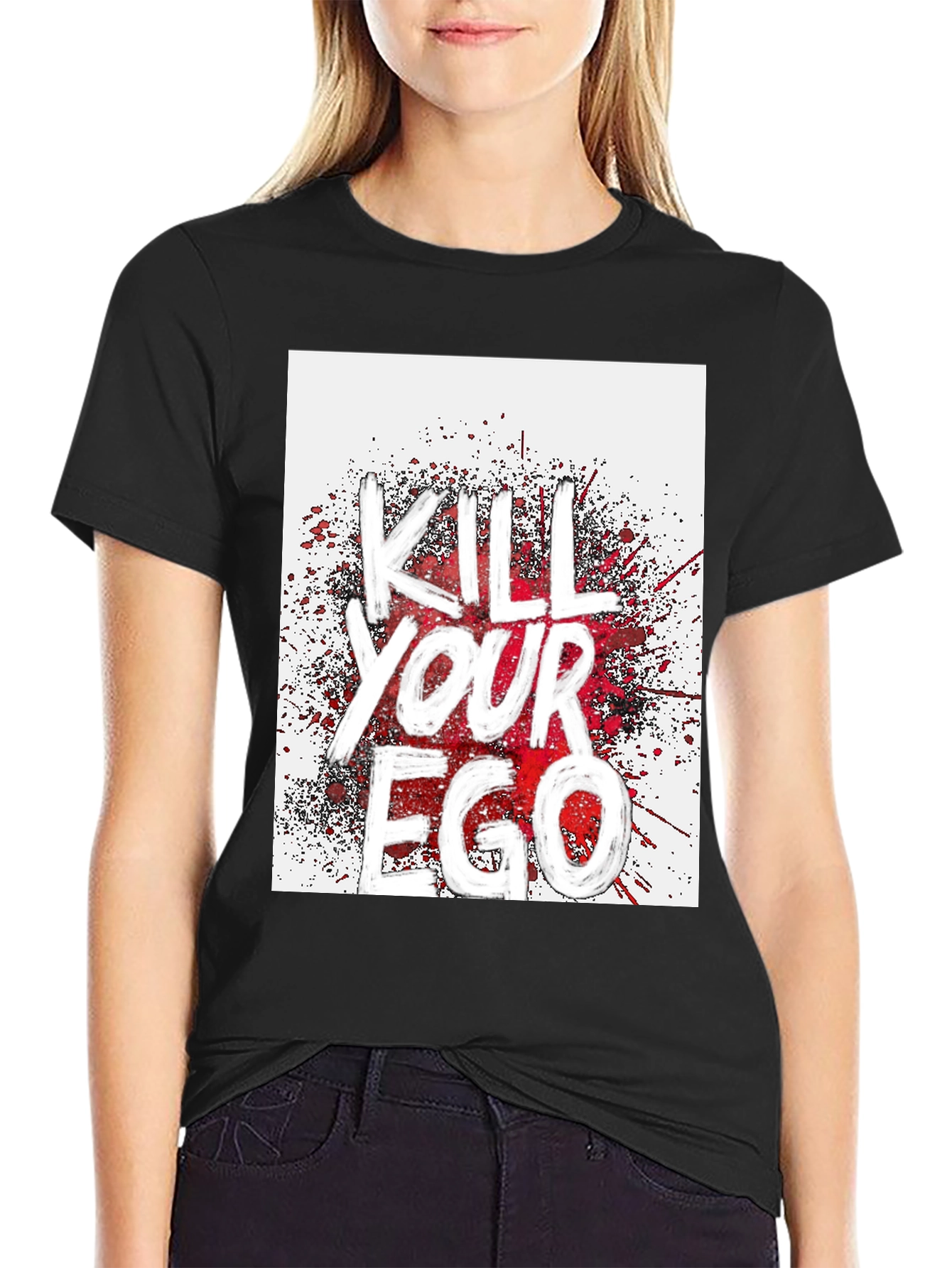 Kill Your Ego Graphic Tee - Black Cotton Blend