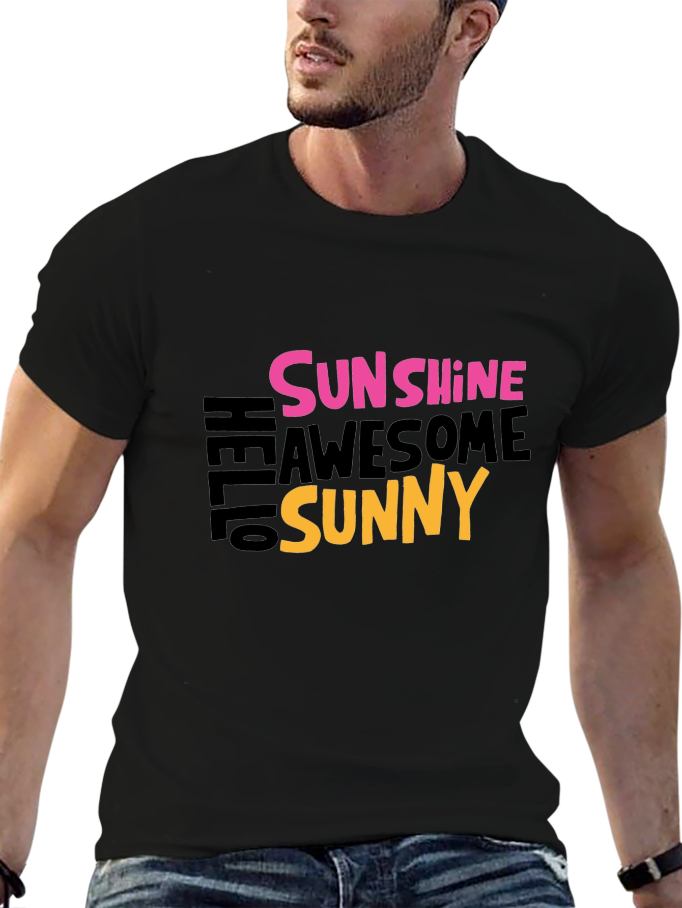 Sunshine Awesome Sunny Graphic Tee - Black Cotton T-Shirt