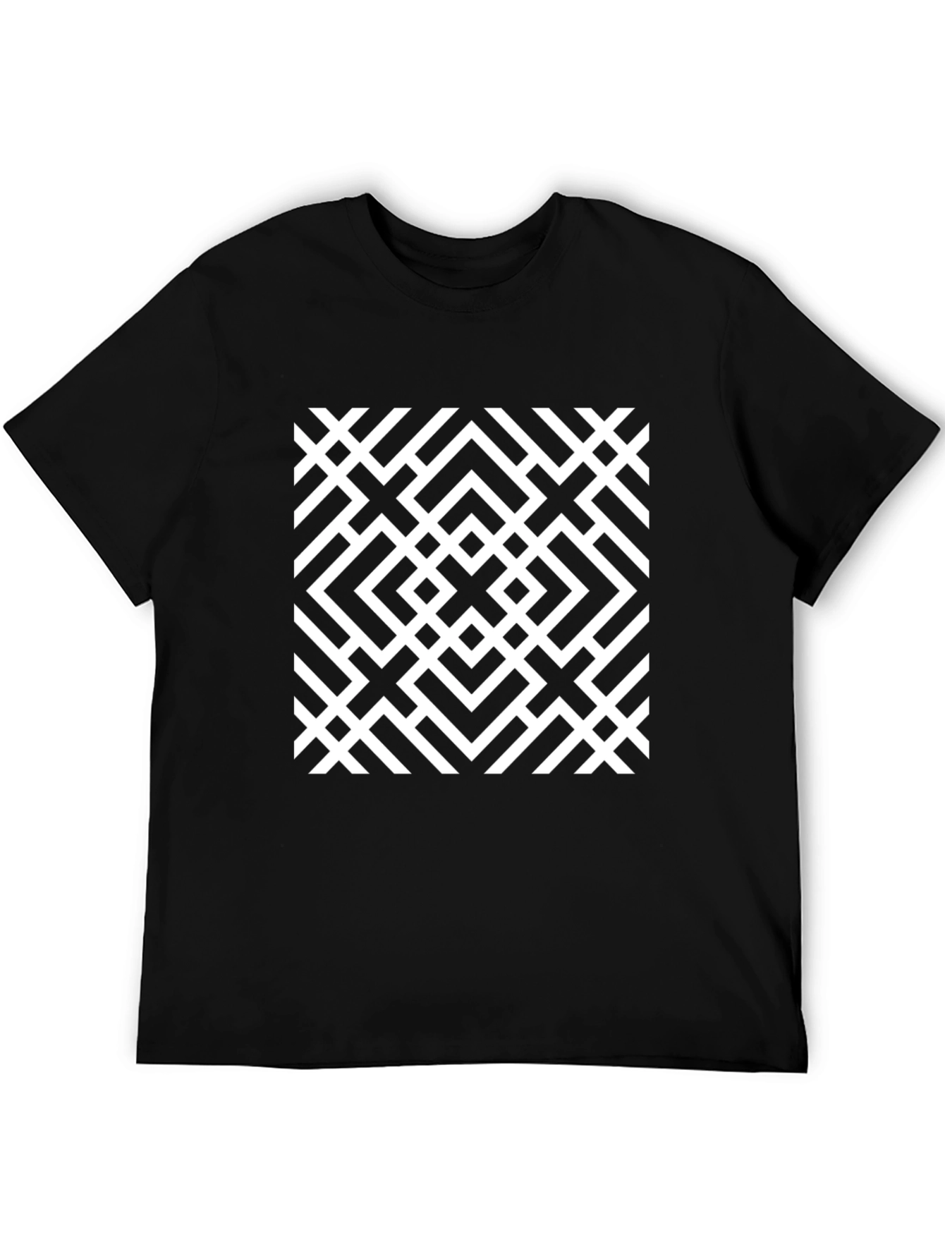 Geometric Pattern Tee - Modern Black Graphic T-Shirt