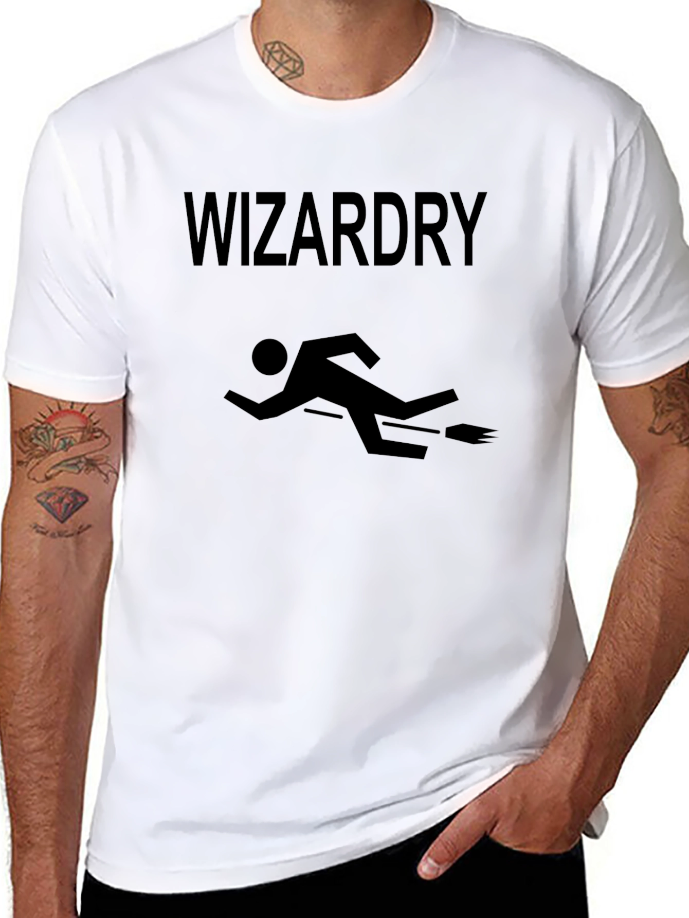 Wizardry T-Shirt - Funny Stick Figure Witch Design