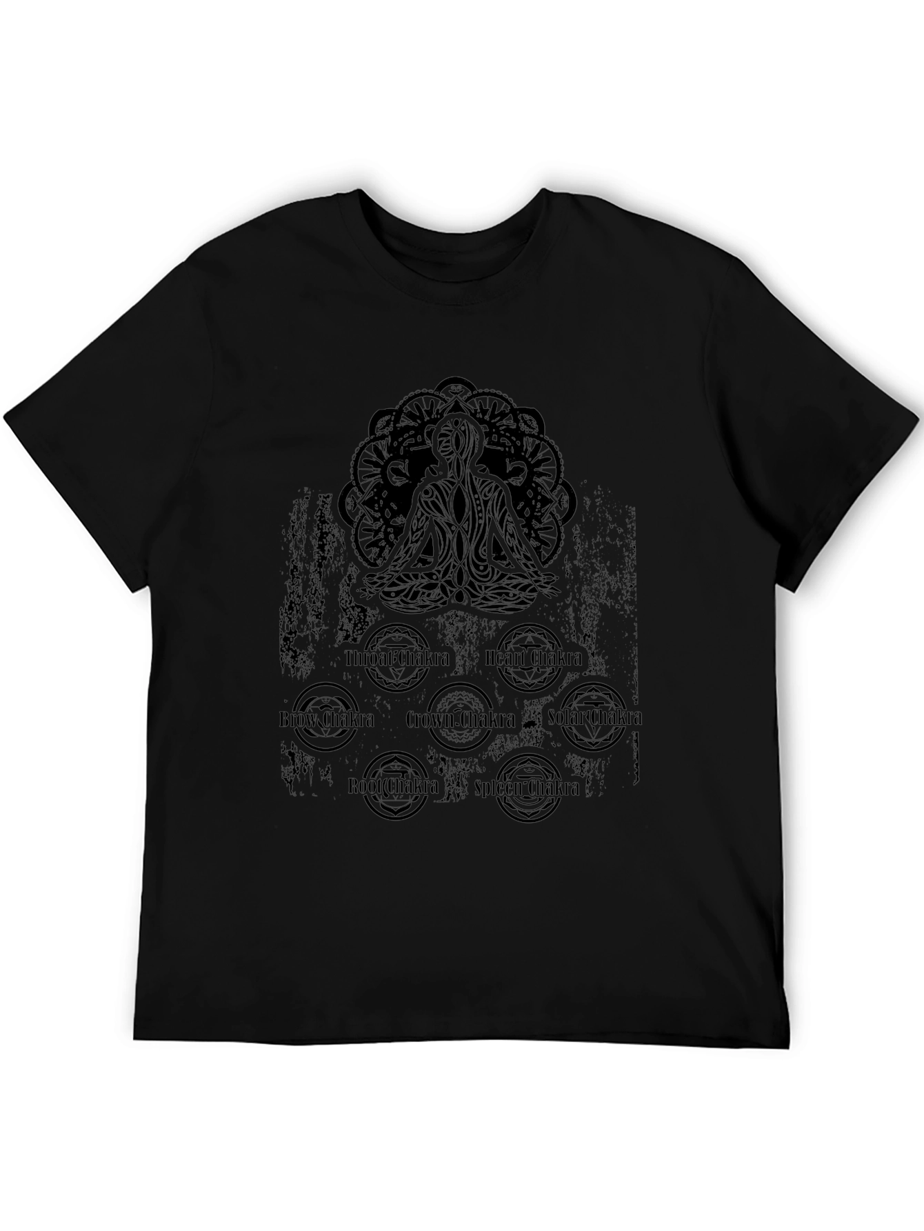 Chakra Meditation Graphic Black T-Shirt