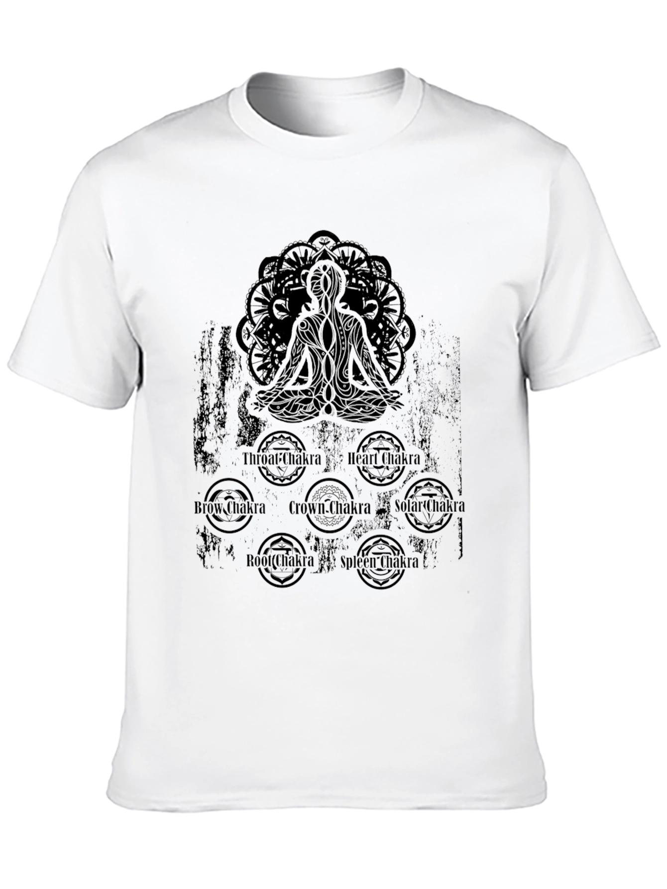 Chakra Meditation Graphic Black T-Shirt