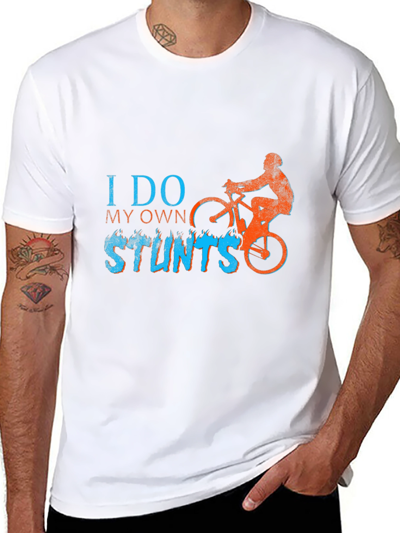 I Do My Own Stunts T-Shirt - Biker Design