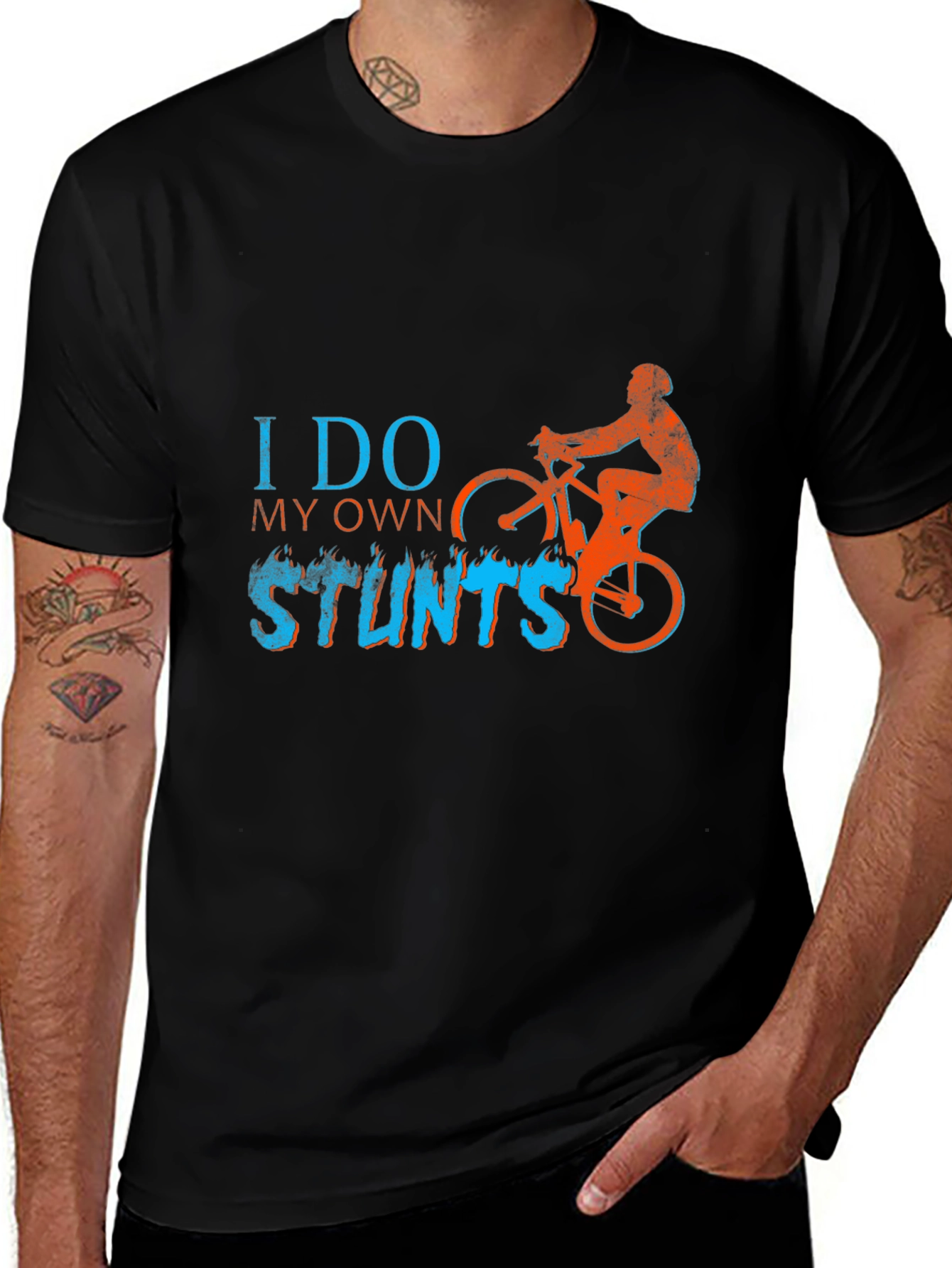 I Do My Own Stunts T-Shirt - Biker Design