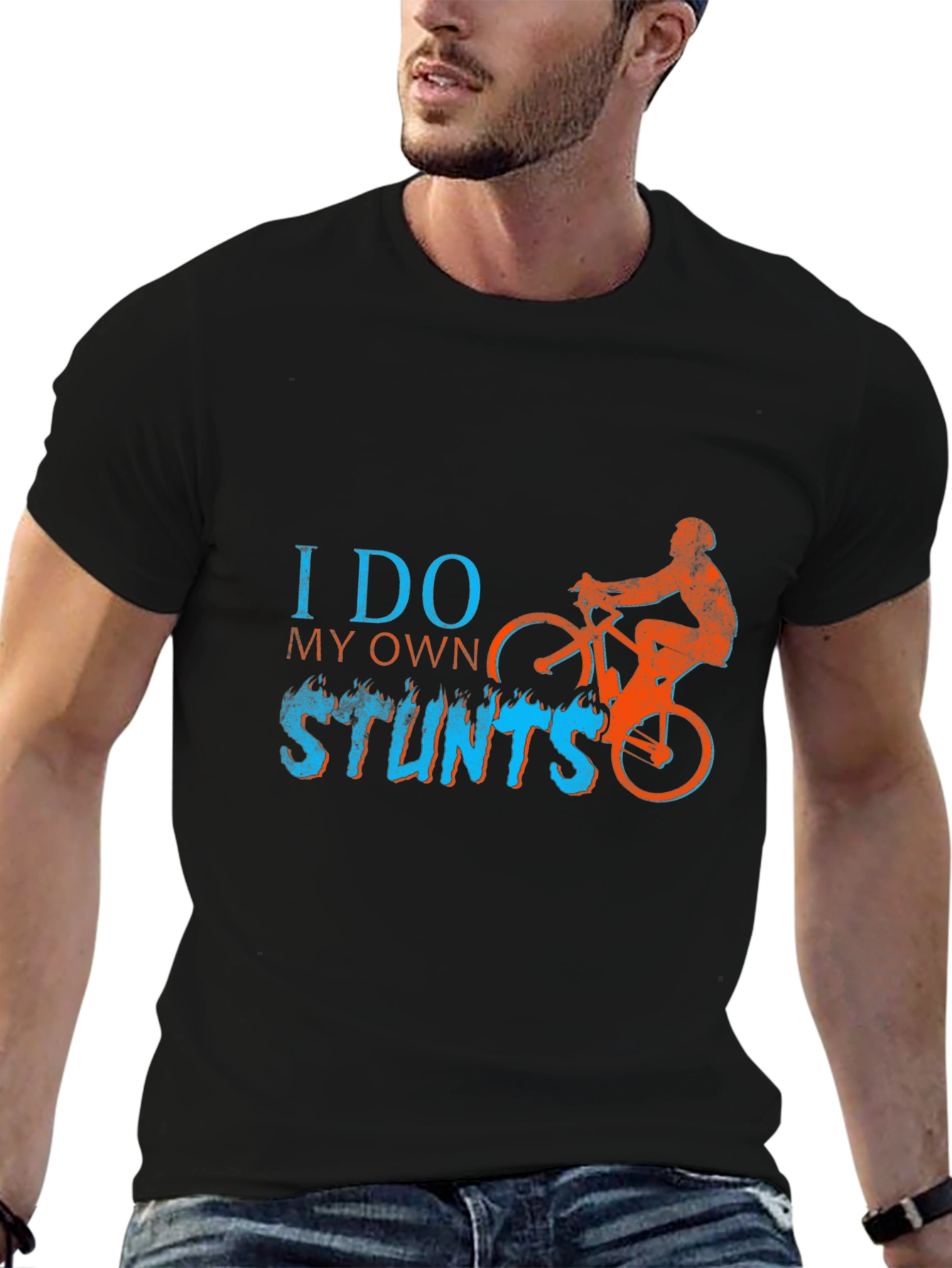 I Do My Own Stunts T-Shirt - Biker Design