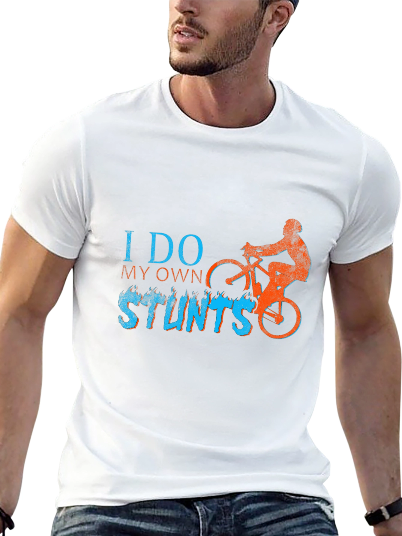 I Do My Own Stunts T-Shirt - Biker Design