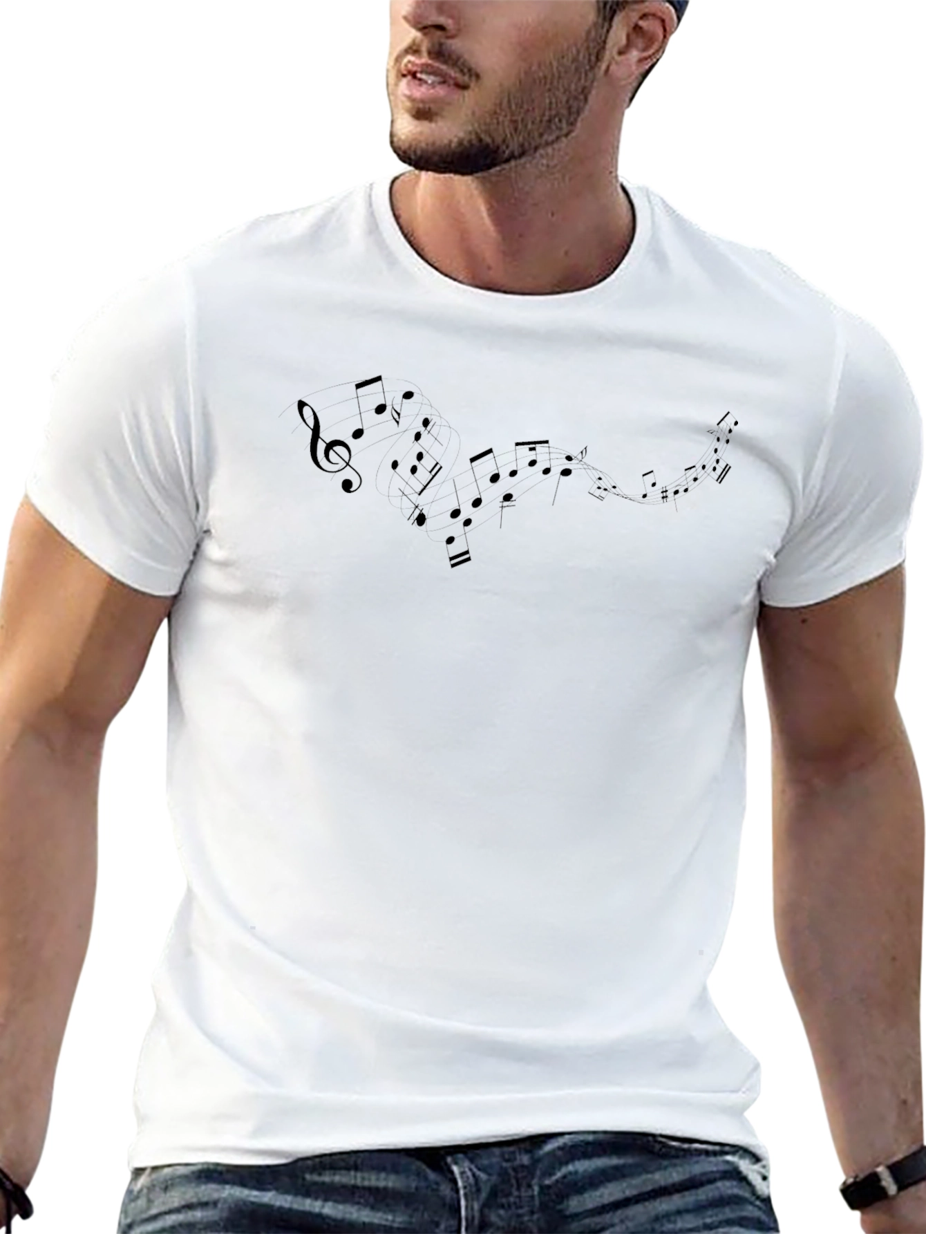Musical Notes Graphic Tee - Black