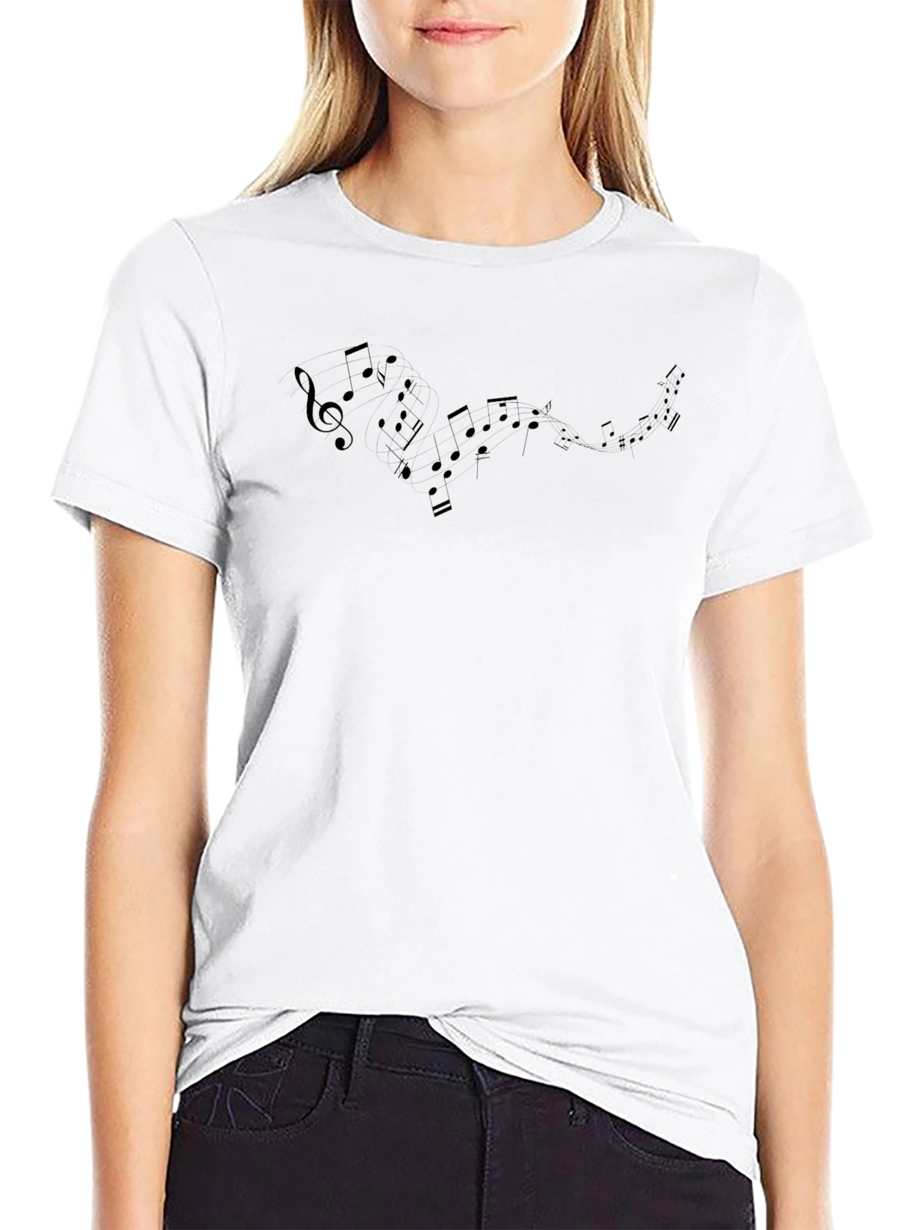 Musical Notes Graphic Tee - Black