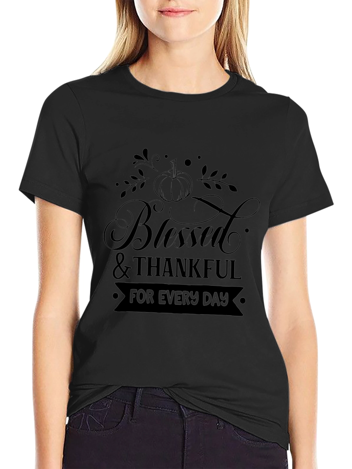 Blessed & Thankful Black Tee