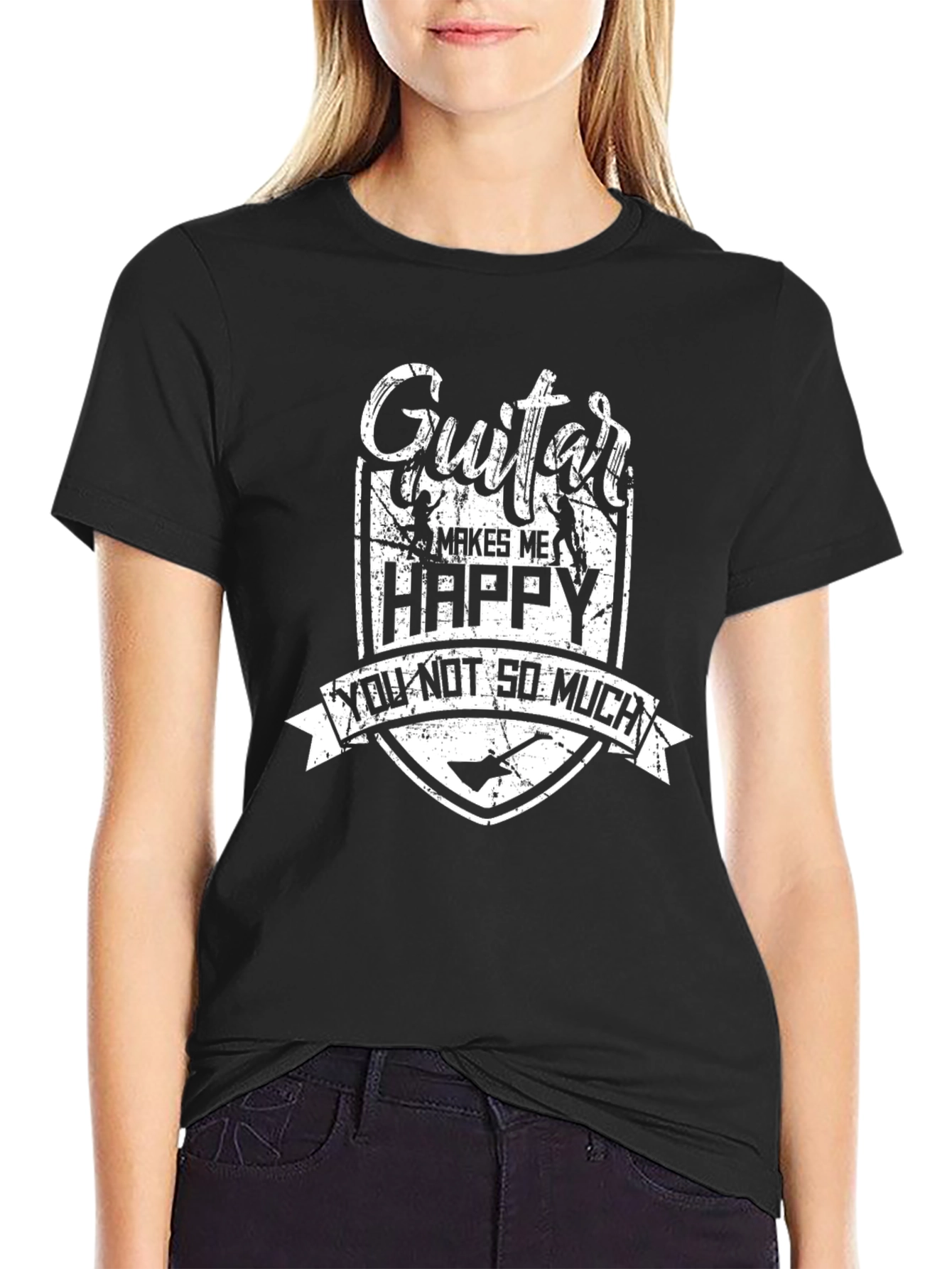 Guitar Makes Me Happy T-Shirt - Funny Musician Tee