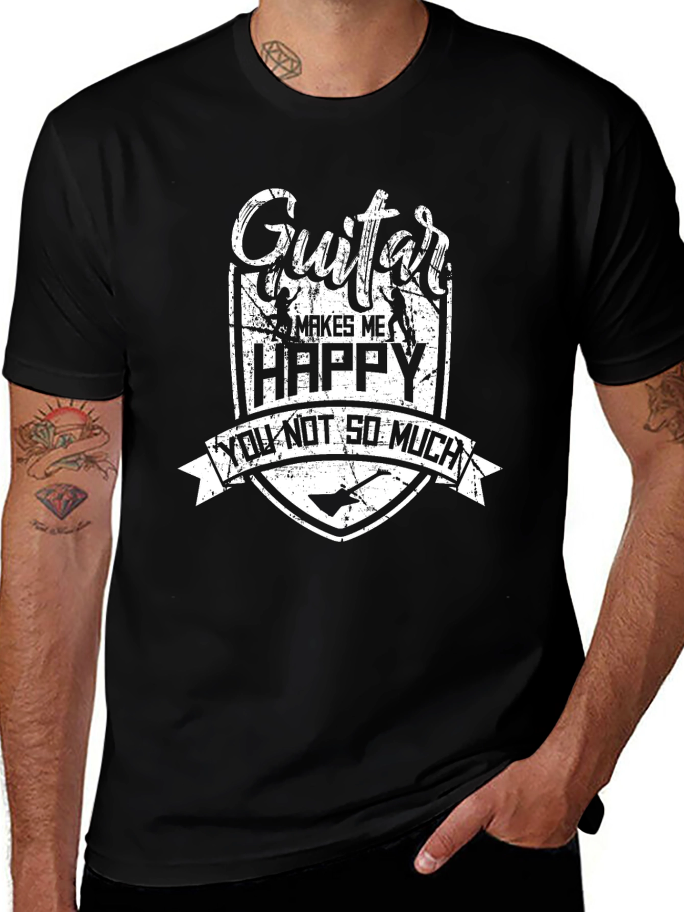 Guitar Makes Me Happy T-Shirt - Funny Musician Tee