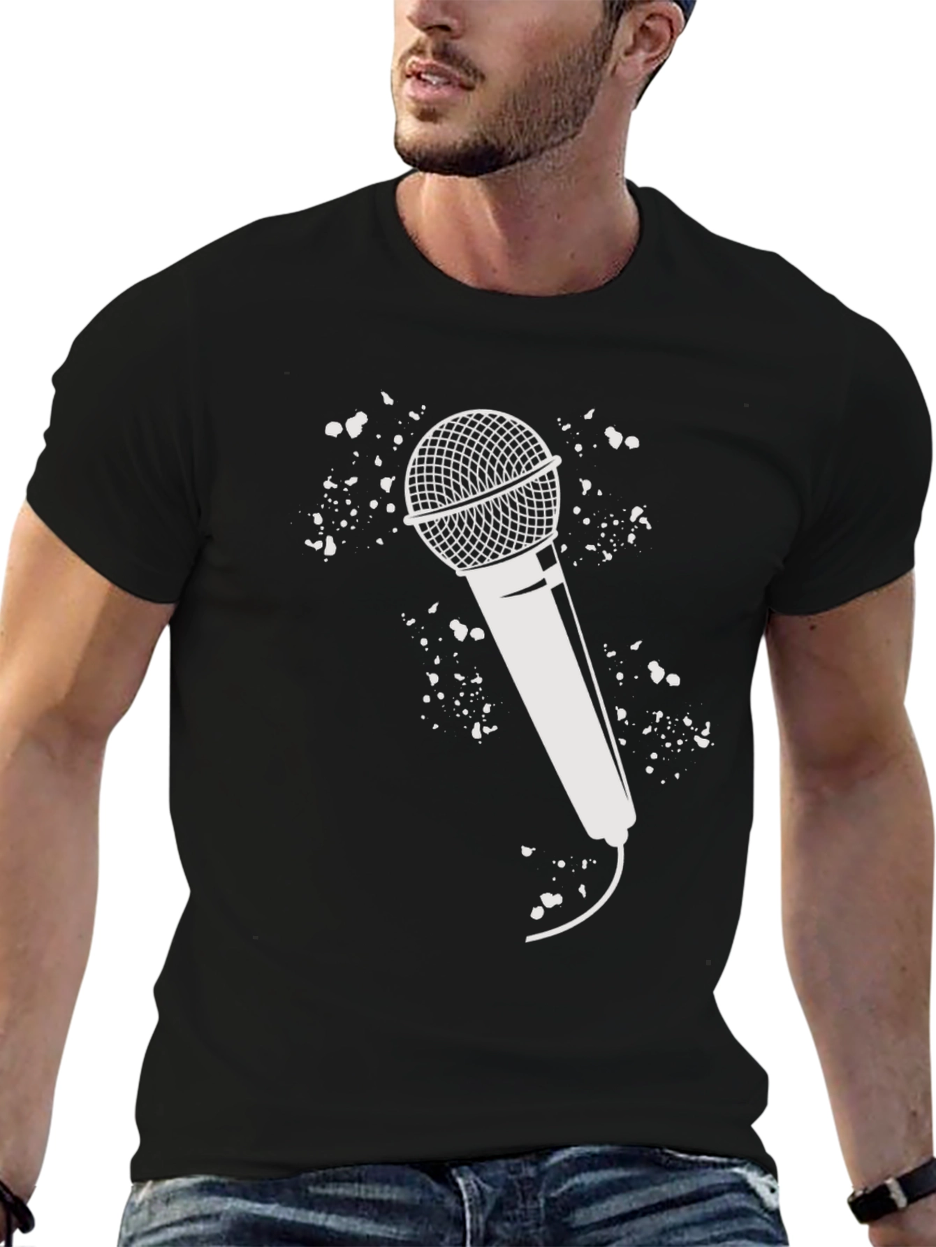 Microphone Graphic Tee - Black