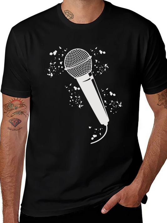 Microphone Graphic Tee - Black