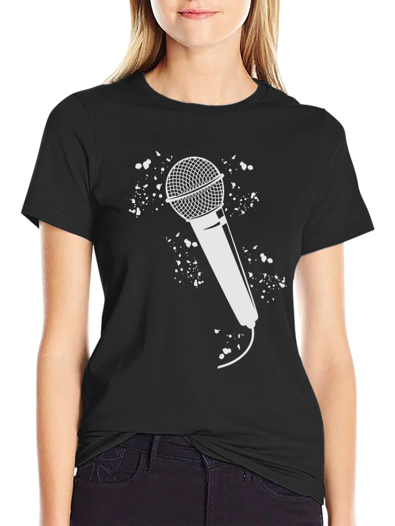 Microphone Graphic Tee - Black