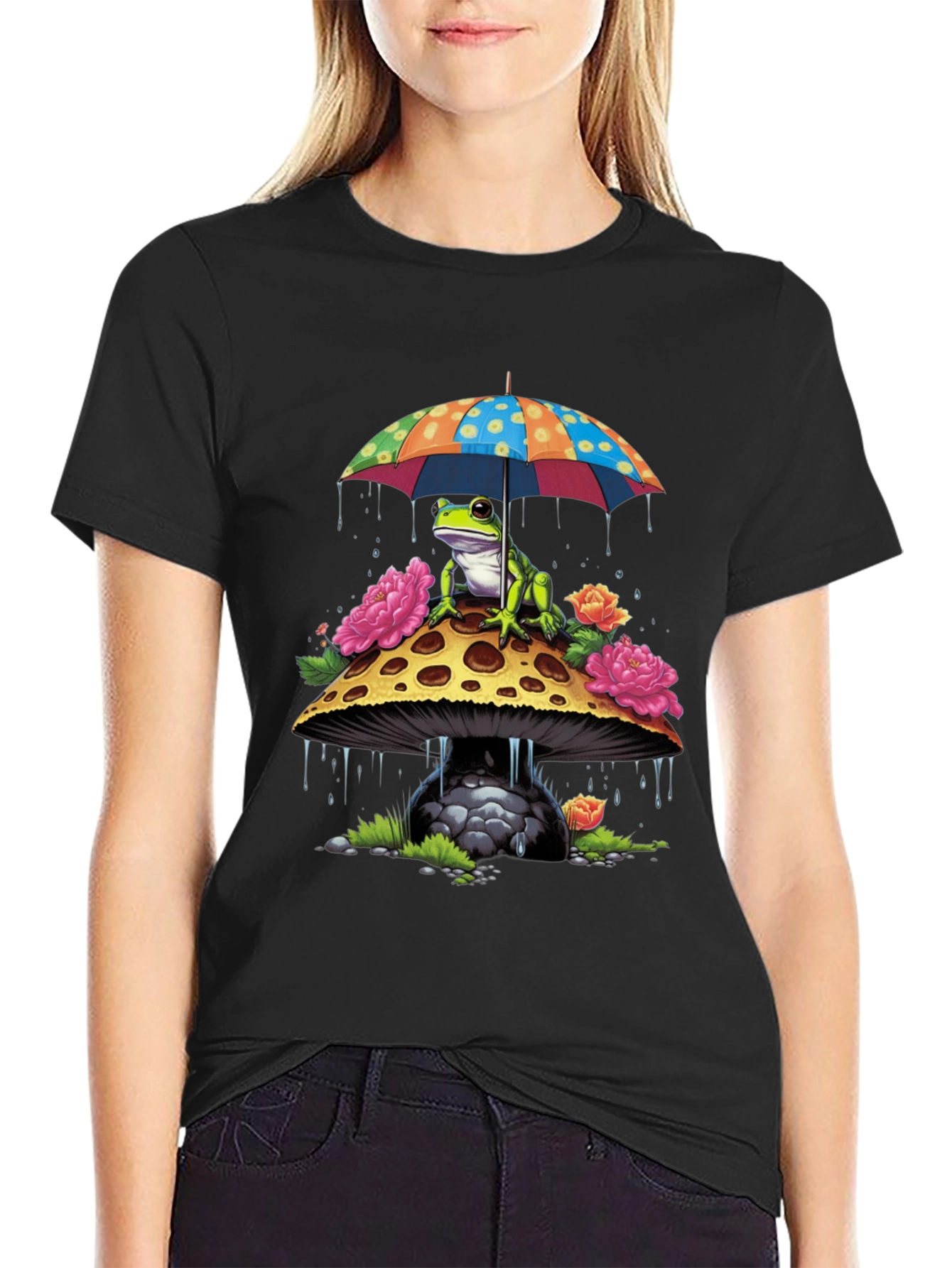 Frog Mushroom Umbrella T-Shirt