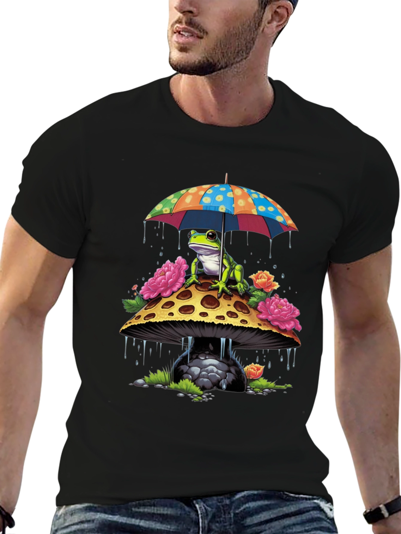 Frog Mushroom Umbrella T-Shirt