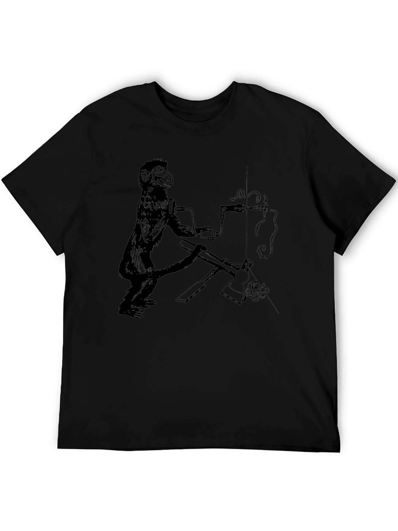 Monkey Mechanic Graphic Tee - Black Cotton Shirt
