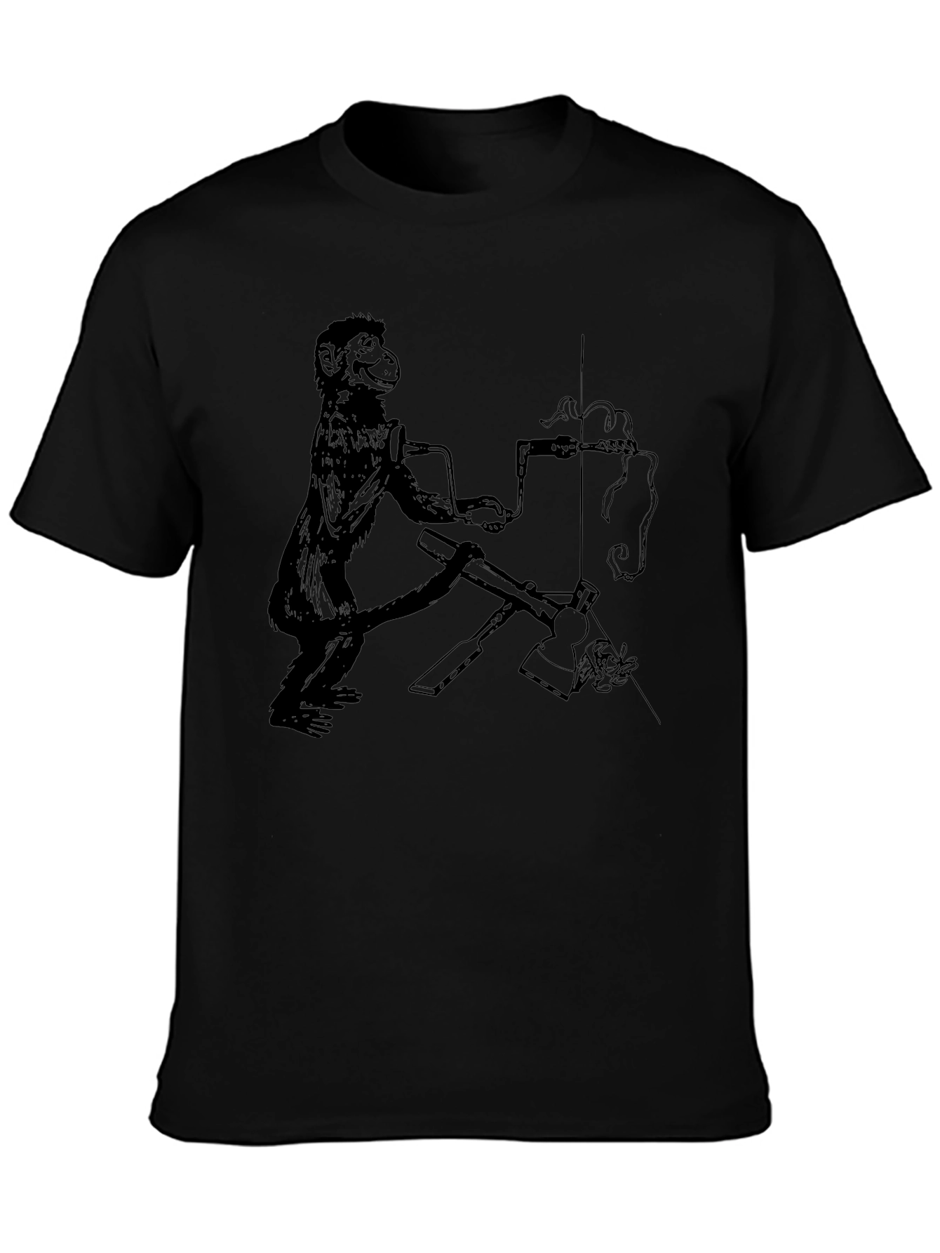Monkey Mechanic Graphic Tee - Black Cotton Shirt
